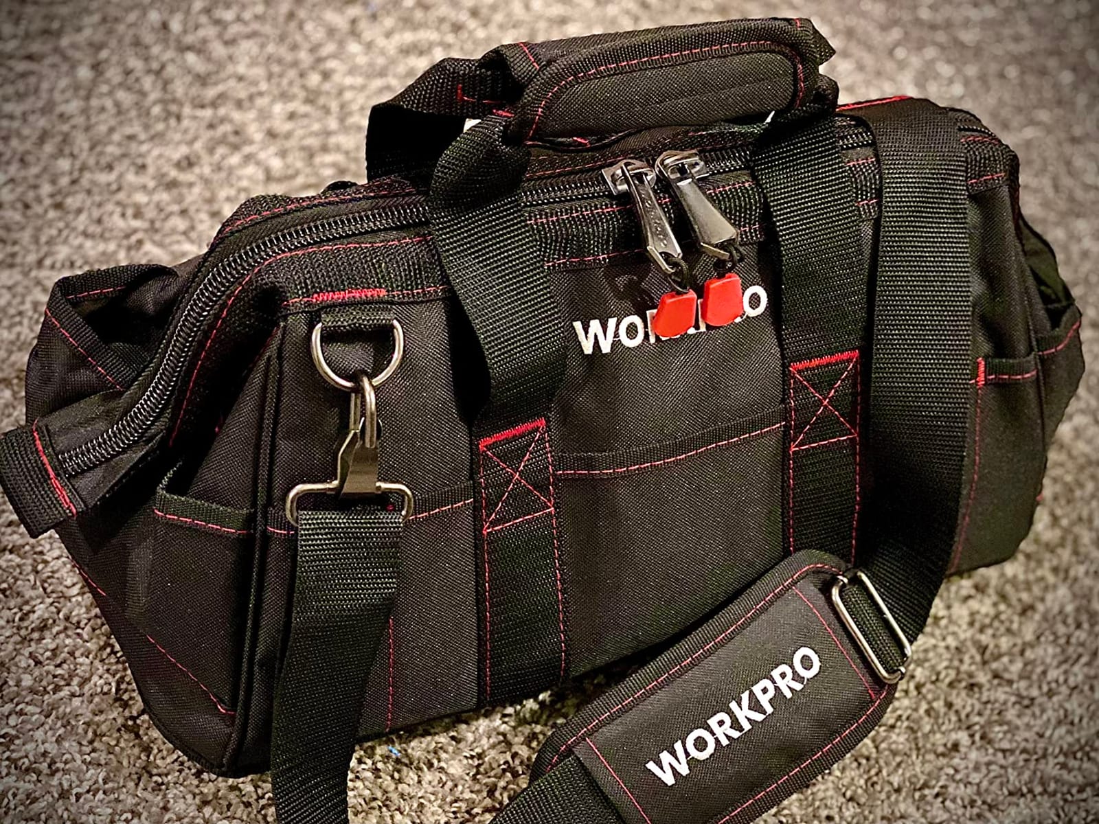 WORKPRO 16-inch Close Top Wide Mouth Tool Storage Bag with Water Proof Rubber Base, W081022A, 16