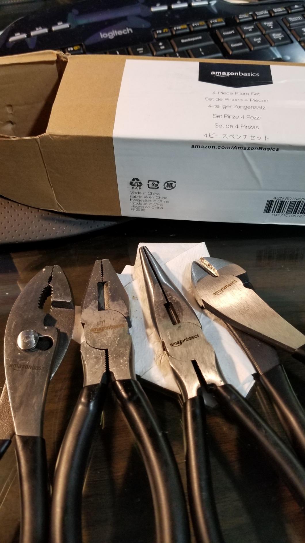 Amazon Basics Pliers Set, Hand Tools for Precision, Cutting Wire Cutter with Needle Nose and Diagonal, Quality Tool Set for Home Maintenance, Set of 4, Black and Silver customer photo 1