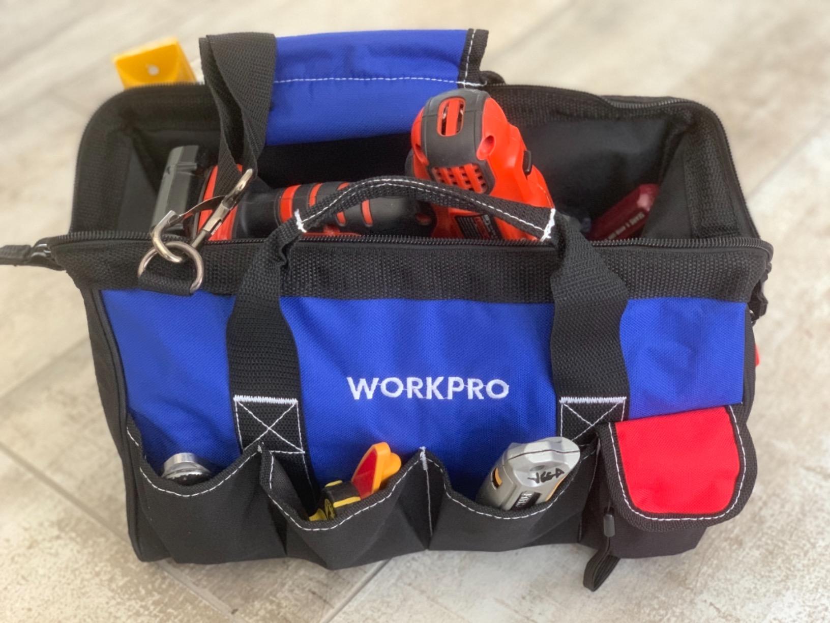 WORKPRO 18-inch Close Top Wide Mouth Storage Tool Bag with Adjustable Shoulder Strap, Sturdy Bottom customer photo 2