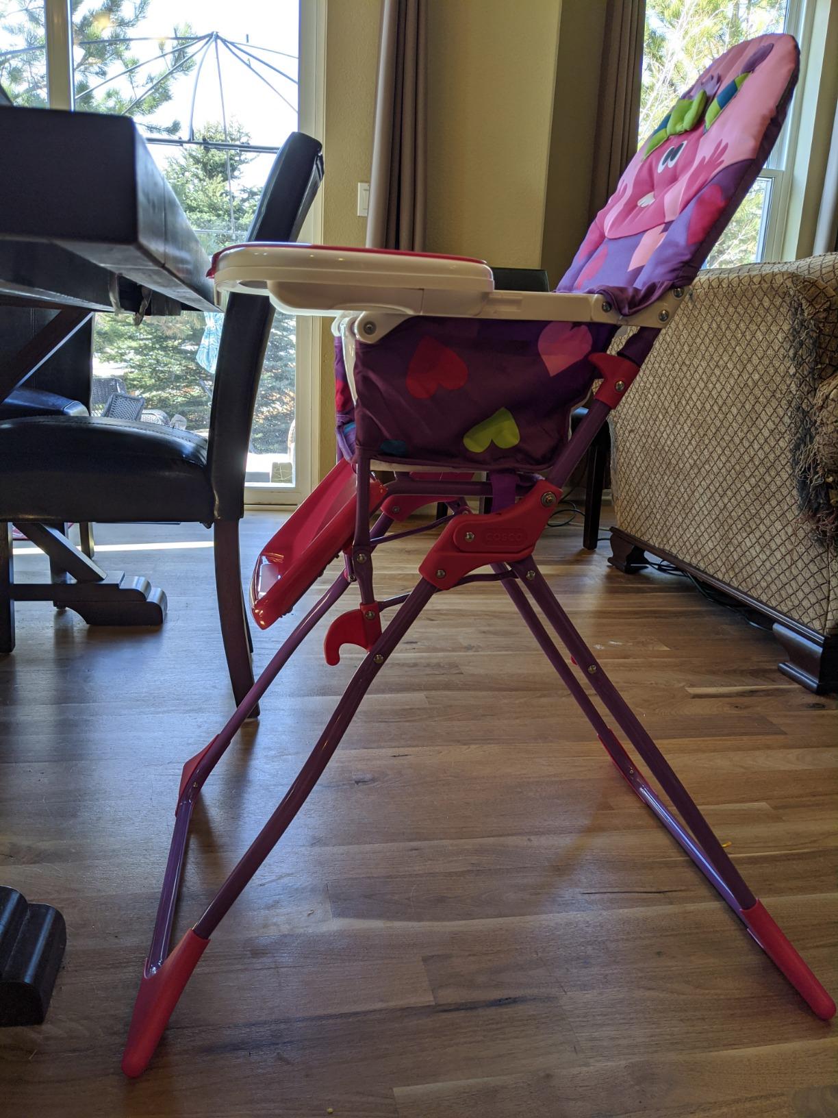 Cosco Kids Simple Fold Folding High Chair for Babies and Toddlers (from 6 Months to 50 lbs) Simple Fold Deluxe with 3-Position Tray, Portable High Chair, Monster Syd customer photo 2