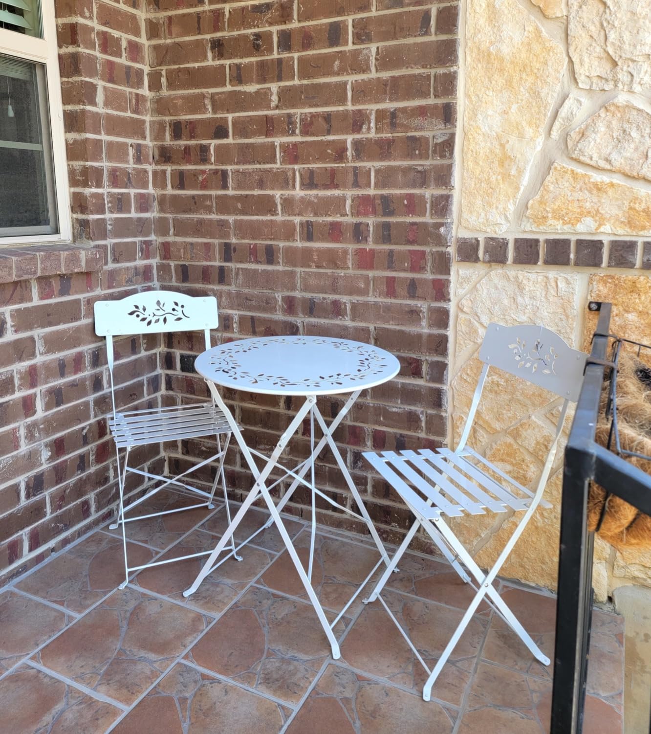Alpine Corporation 3-Piece Bistro Set with Folding Table and 2 Chairs, Durable Steel Indoor/Outdoor Patio Furniture, Compact Seating, Blue customer photo 1