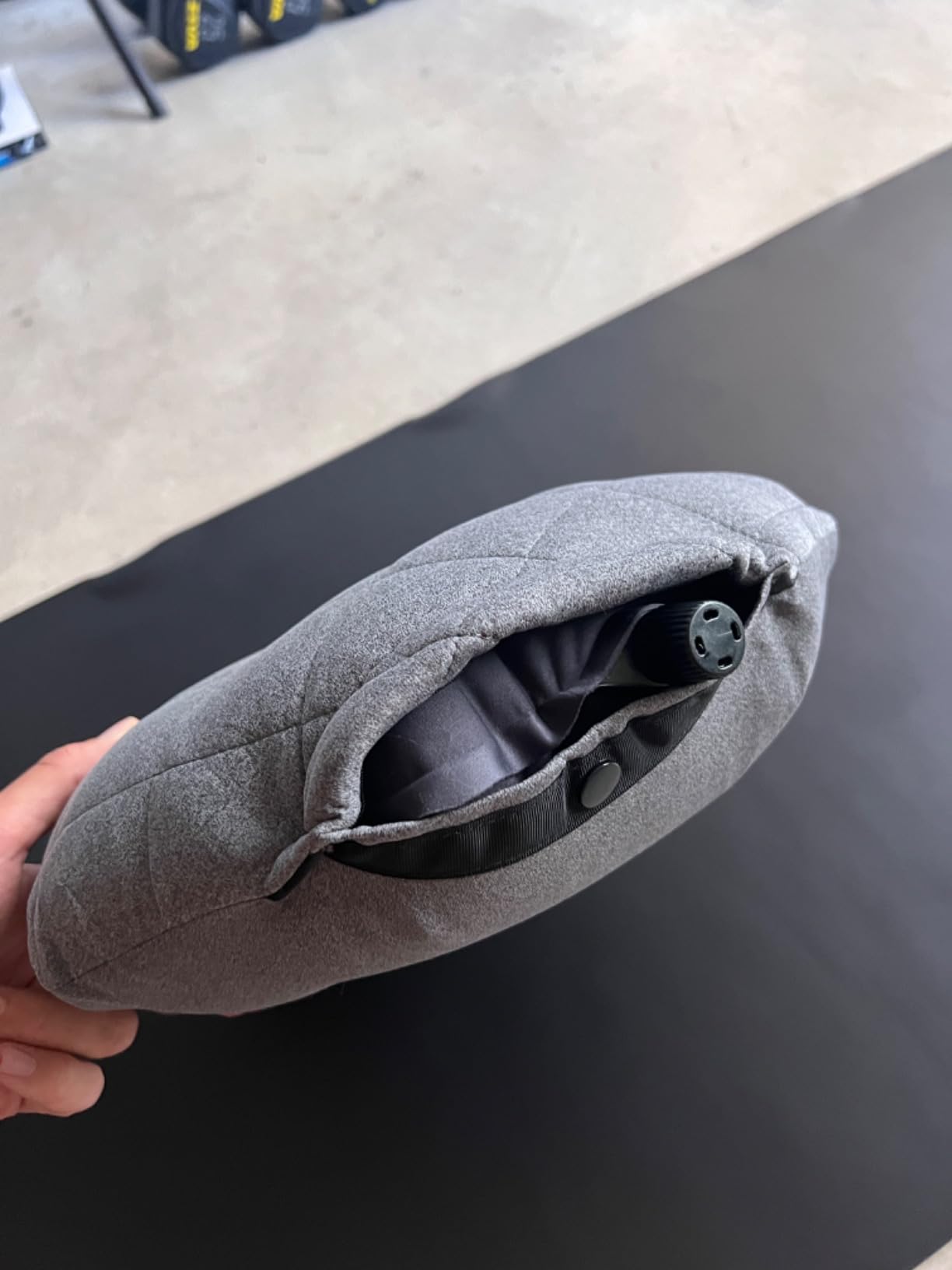 Klymit Luxe Travel Pillow, Lightweight Inflatable Hybrid Airplane, Backpacking, Hammock, and Camping Pillow, Grey customer photo 2