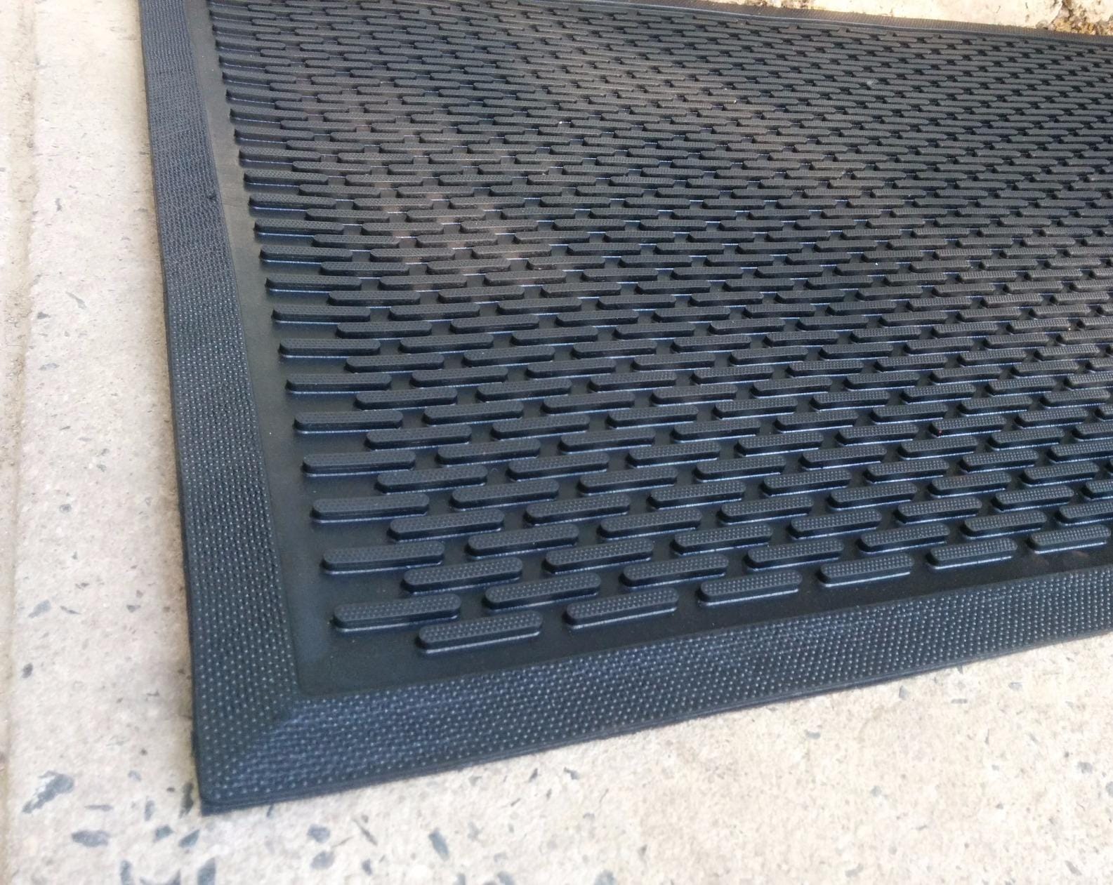 Ottomanson Waterproof Rubber Outdoor Doormat - Heavy-Duty Non-Slip Rubber Floor Mat with Ridge Scraper Pattern, All-Weather Front Door Entry Mat for Mud & Dirt Control - 24
