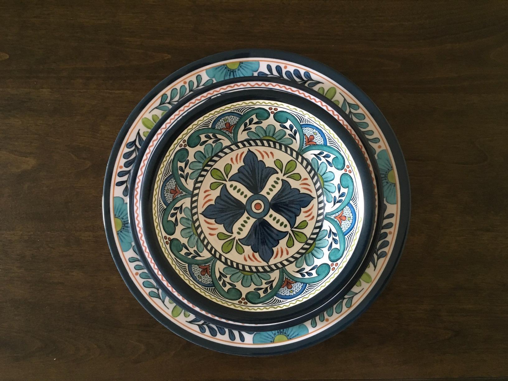 Talavera Melamine 12-Piece Dinnerware Set - Multicolored Plates and Bowls for 4, Spanish Tile-Inspired, Durable, Lightweight, Shatterproof, Dishwasher Safe, Indoor Outdoor Tableware customer photo 1
