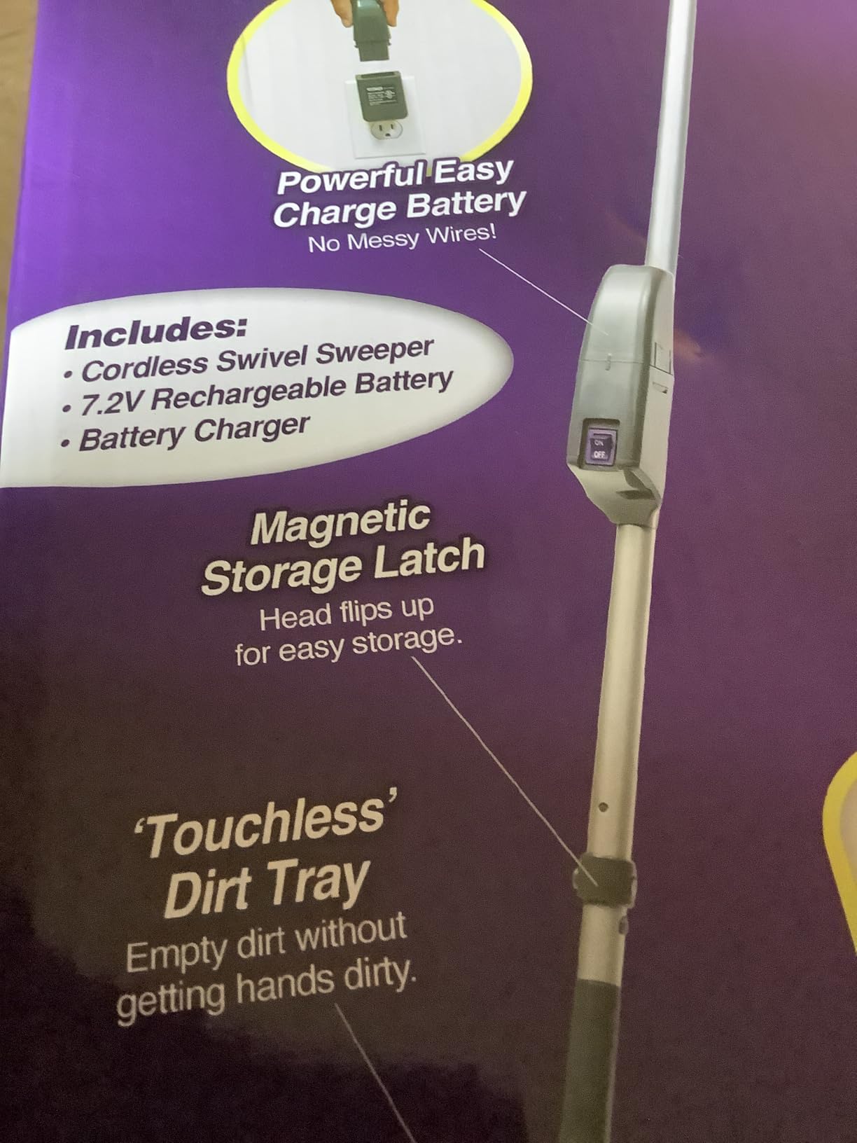 Swivel Sweeper Max - Cordless Electric Floor and Carpet Sweeper with Rotating Brush for Efficient Cleaning, Quad Brush Technology- Purple customer photo 1