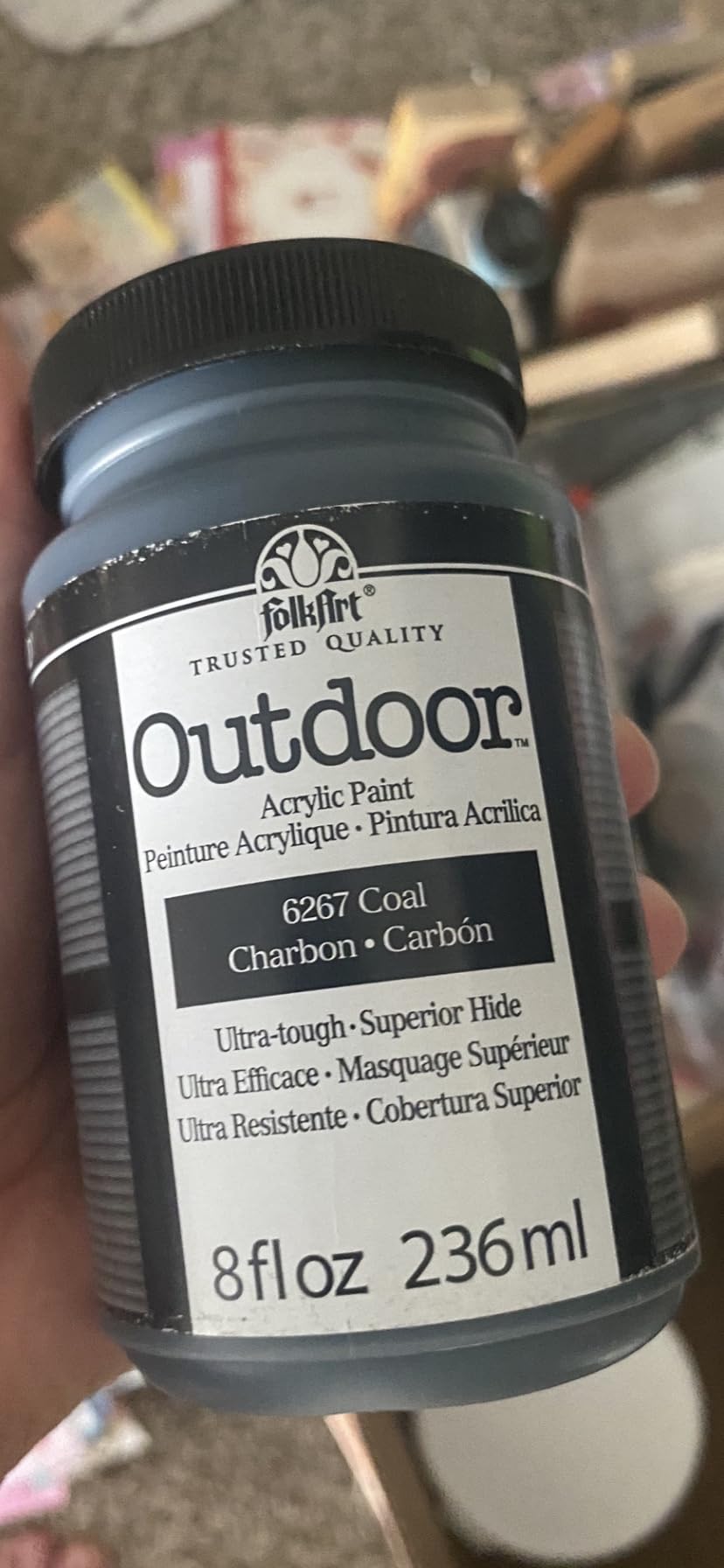 FolkArt Outdoor Acrylic Paint in Assorted Colors (8 oz), Coal customer photo 2