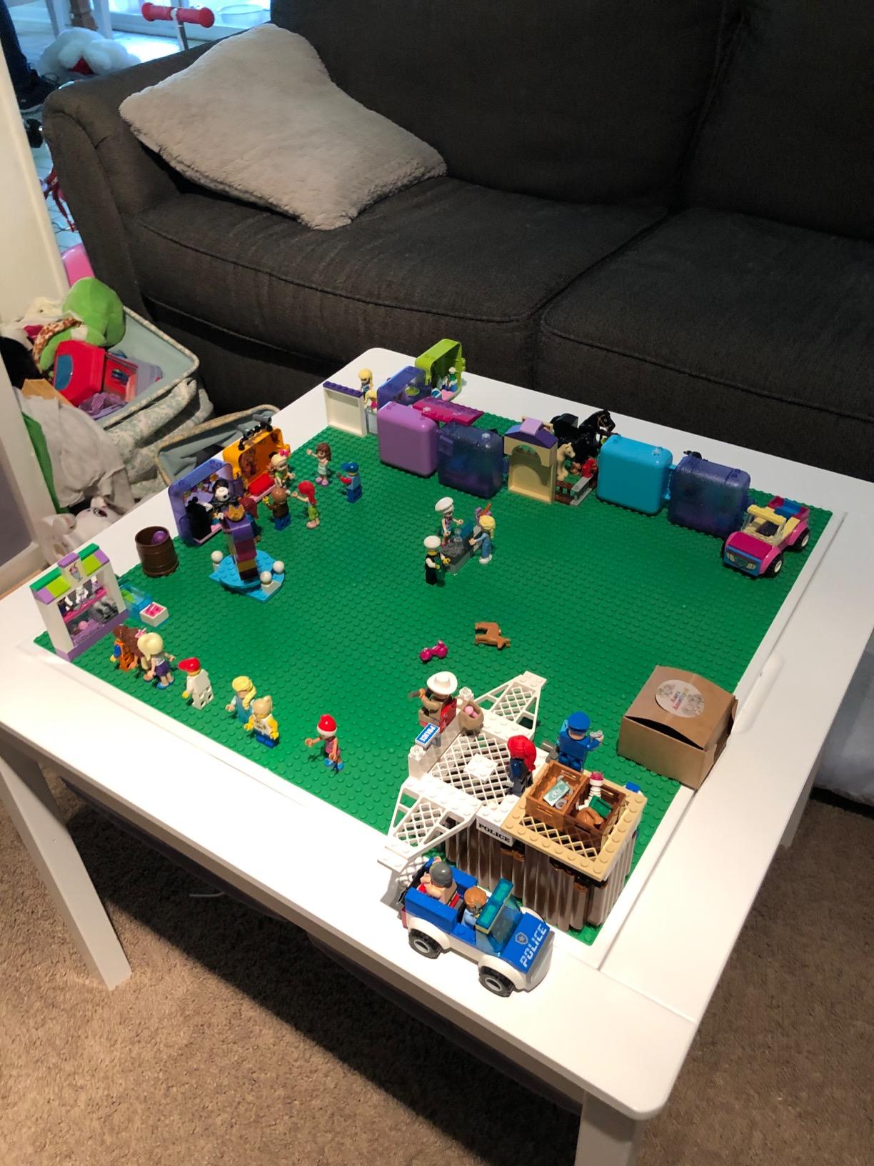 UTEX 2 in 1 Kids Construction Play Table with Drawers Compatible with Lego customer photo 2