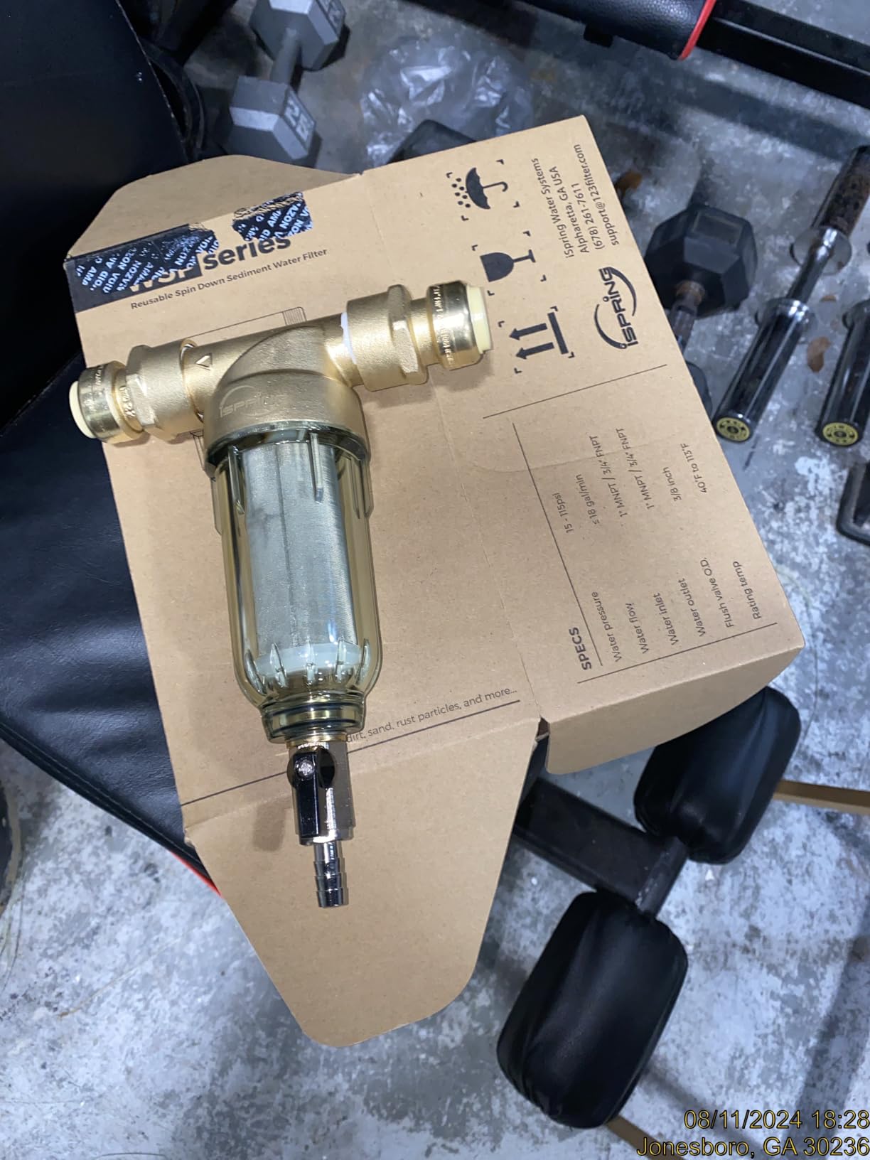 iSpring WSP-50SL Spin Down Sediment Filter, Sediment Buster, 50 Micron | 2-in-1 Whole House Prefilter, Siliphos Scale Inhibitor, Rust and Corrosion Prevention, Flushable Reusable, Lead-Free Brass customer photo 1