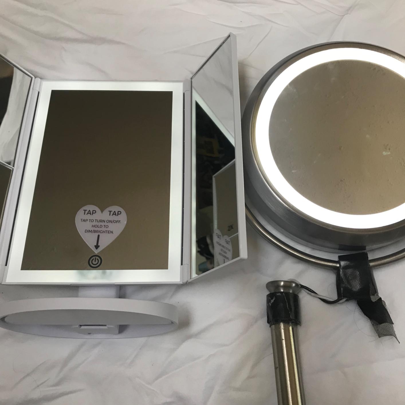 Luvly Trifold Vanity Mirror with LED Lights | Touch Screen Dimming - 1x 2X 3X Magnification - Portable Makeup Mirror customer photo 1