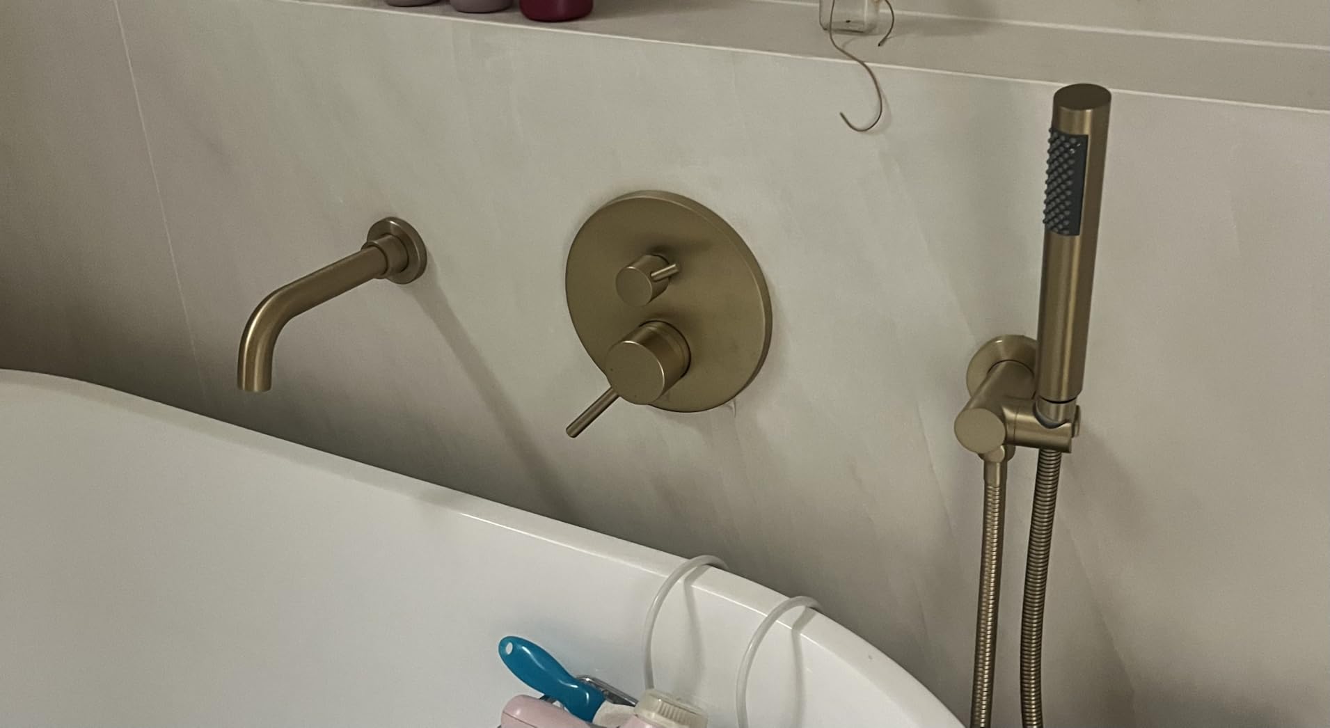 Sumerain Wall Mount Bathroom Faucets Brushed Nickel,Single Handle Wall Mount Faucet with Brass Rough-in Valve customer photo 1