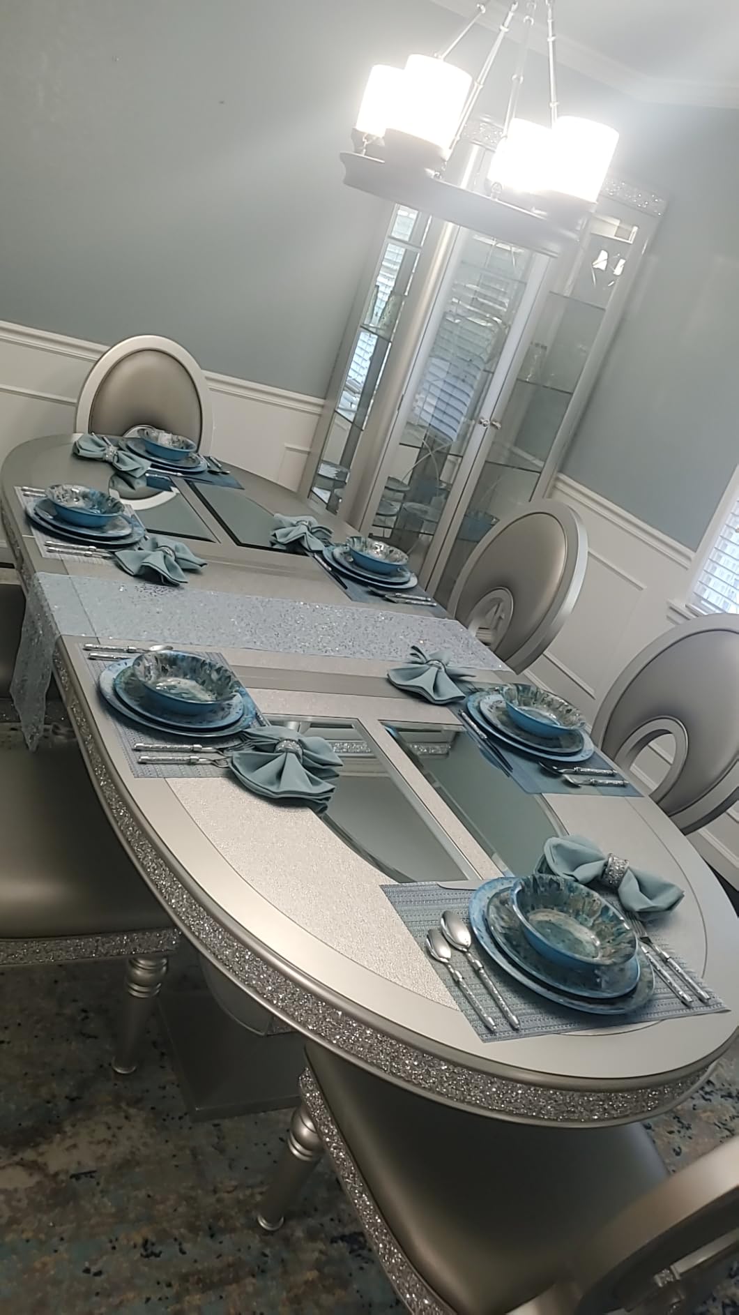 Radiance Teal 12pc Melamine Dinnerware Set - Service for 4 Plates and Bowls Set, Outdoor Dinnerware, Coastal Dishes, Unbreakable, Dishwasher Safe, Heavyweight Melamine, Rustic Look customer photo 1