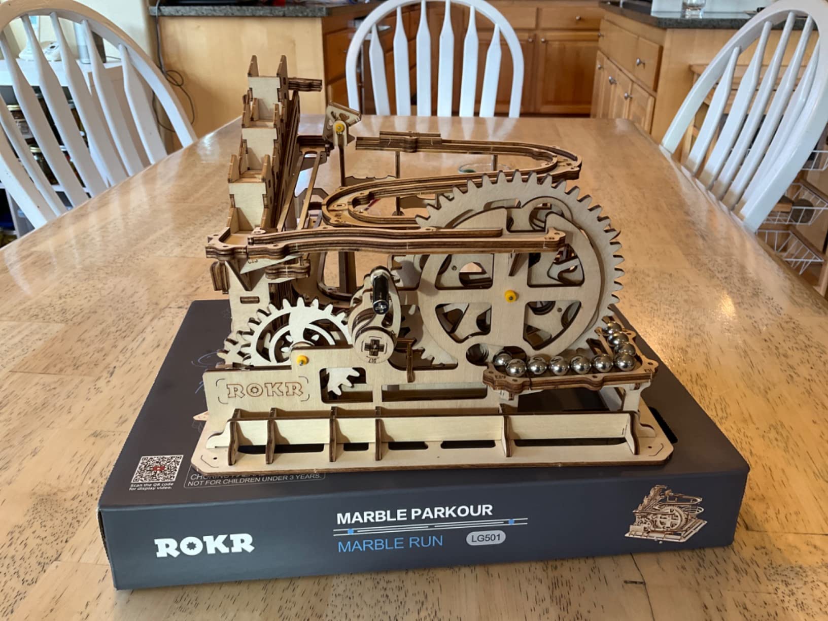 ROKR 3D Wooden Puzzles Marble Run Set - Mechanical Model Kit for Adults DIY Roller Coaster Toys Gifts for Adult (Marble Parkour) customer photo 2