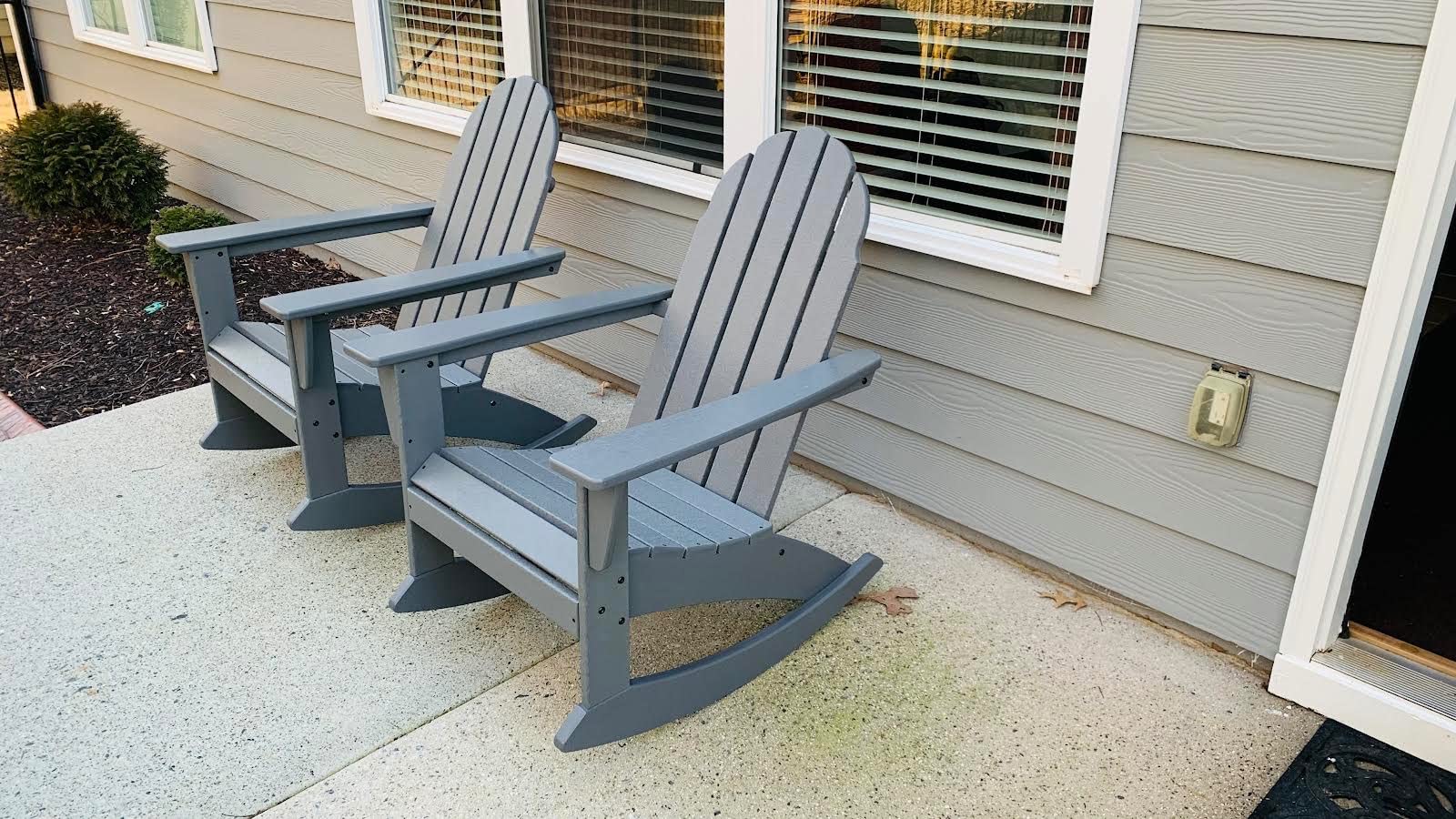 POLYWOOD Vineyard Rocking Chair Slate Grey - Heavy Duty HDPE Outdoor Patio Rocker - All-Season Composite Resin Furniture for Porch, Deck & Garden - Classic American Made Design customer photo 2