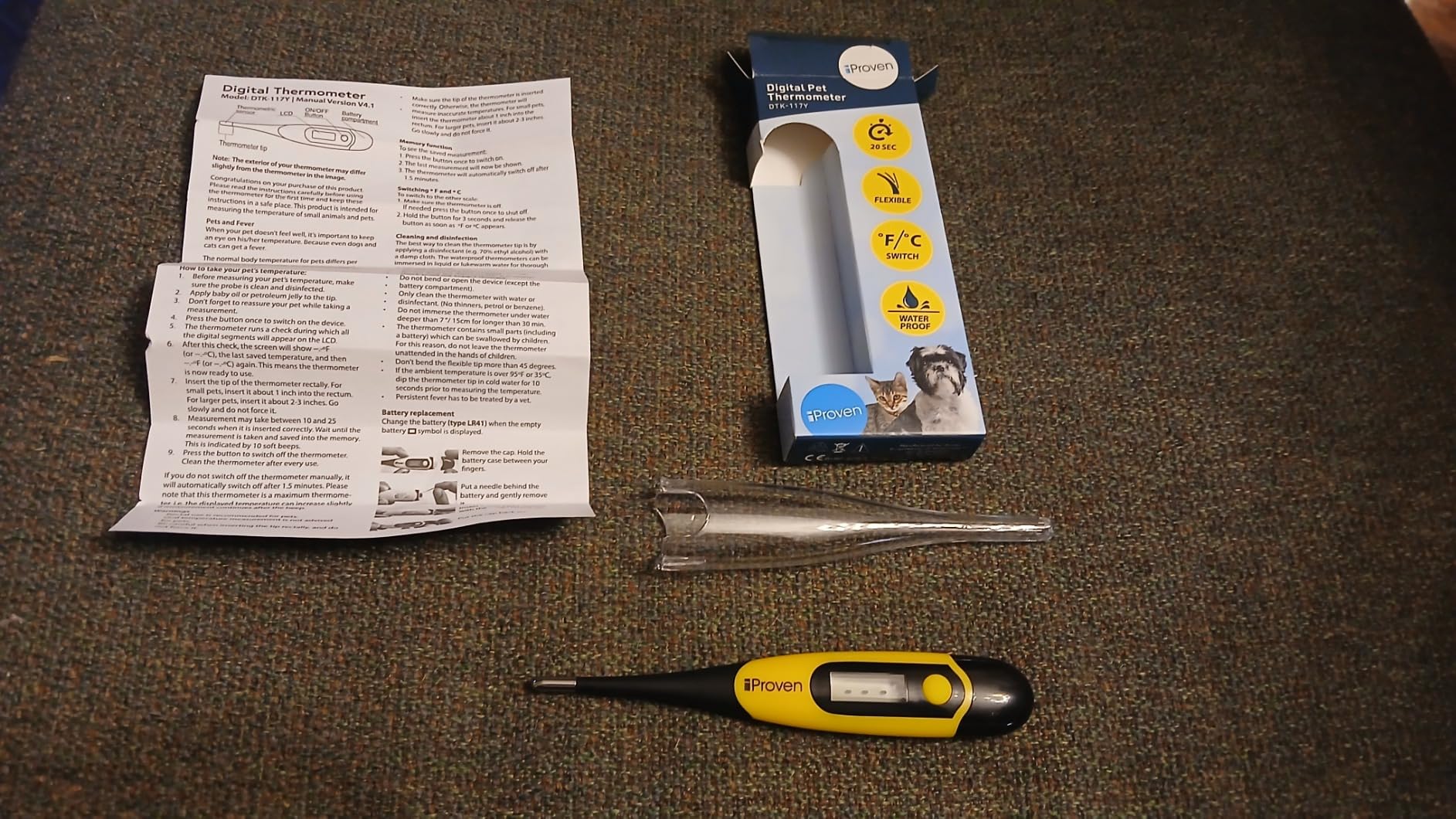 iProven Dog & Cat Thermometer for Fast and Accurate Fever Detection | Comfortable Flexible Tip, Waterproof Pet Thermometer, Quick Readings in 20 sec, Whelping and veterinary supply, DTK-117Y customer photo 2