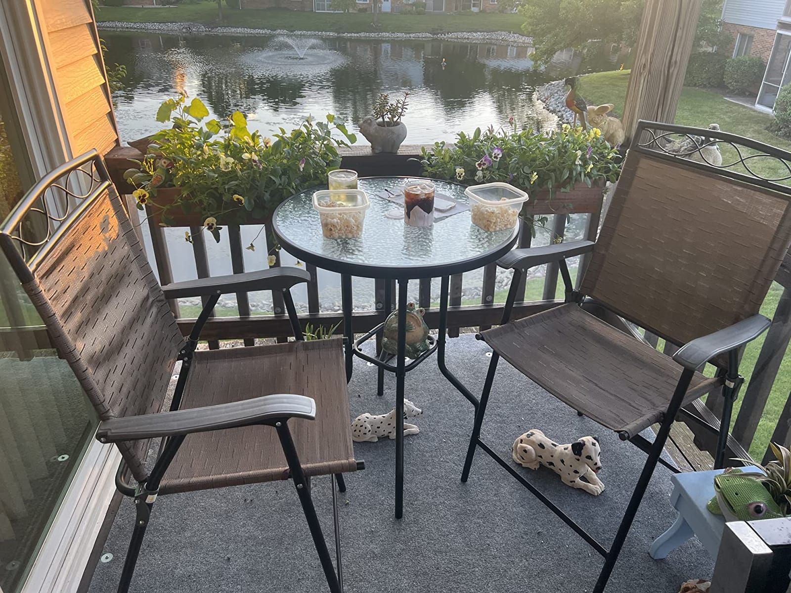 Outsunny 4 Piece Outdoor Bar Set with Umbrella, Patio Dining Set Brown customer photo 2