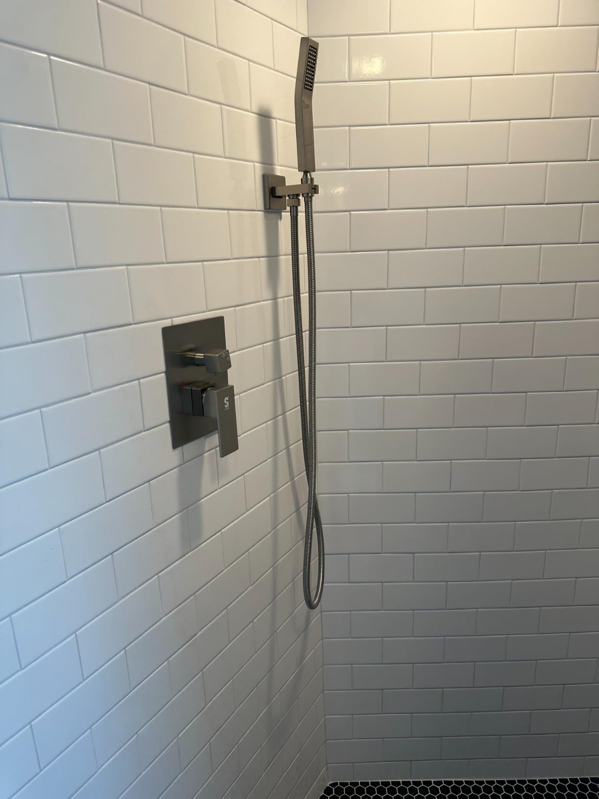 SR SUN RISE Shower Faucet Set 12-Inch Rainfall Shower Head Brushed Nickel | Wall-Mounted Shower System with Handle Solid Brass Valve and Trim Kit Included for a Complete Bathroom Installation customer photo 1