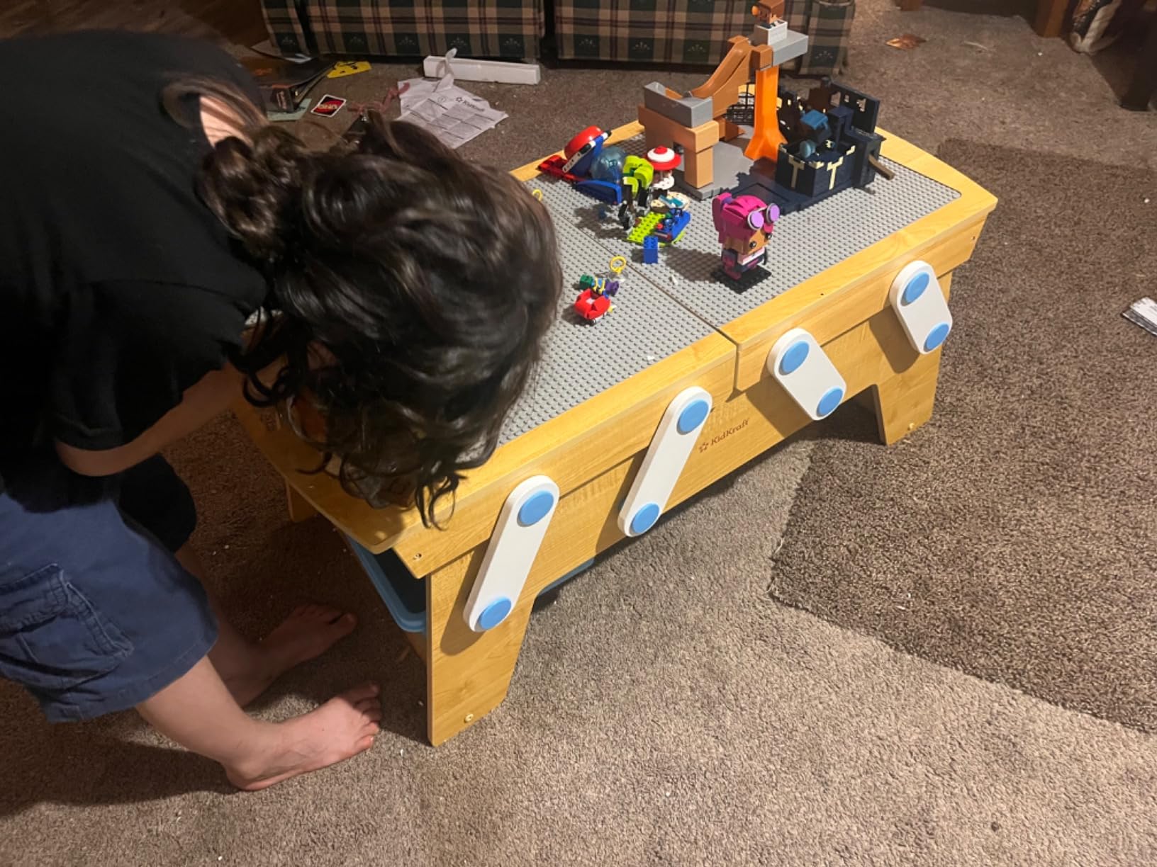 KidKraft Building Bricks Play N Store Wooden Table with 200+ Bricks, 3 Bins customer photo 2