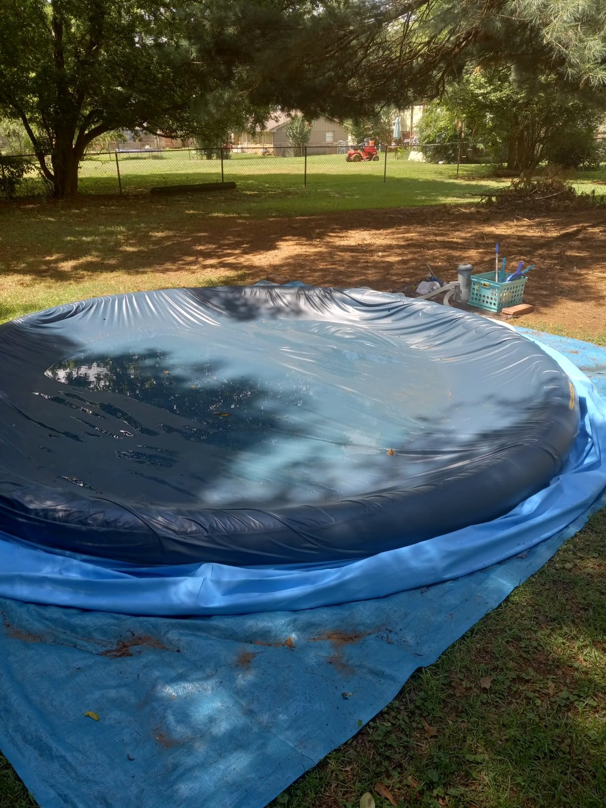 Intex Inflatable Easy Set Above Ground Round Swimming Pool Outdoor Pool Set for Backyards with 15' Round Cover, Ladder, and Filter Pump, Blue customer photo 2