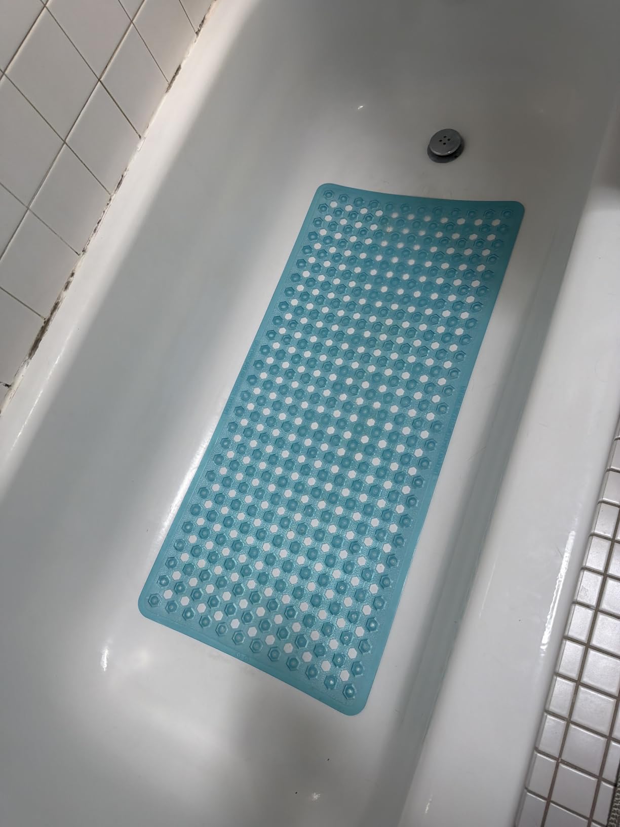 GORILLA GRIP Bath Tub Shower Mat, Bathtub Floor Liner, 35x16 Gray Opaque customer photo 1