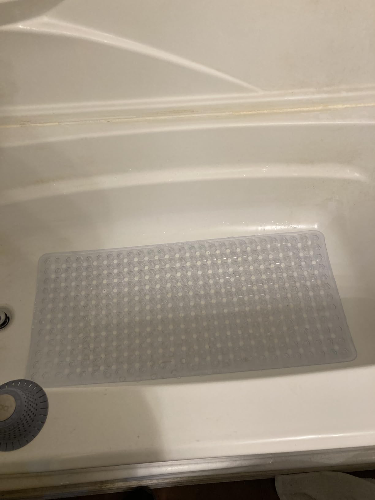 GORILLA GRIP Bath Tub Shower Mat, Bathtub Floor Liner, 35x16 Gray Opaque customer photo 2