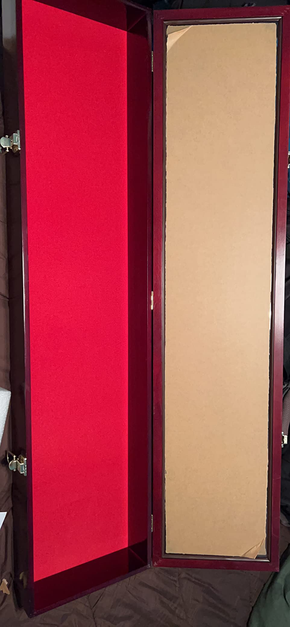 1 Rifle Gun Display Case Cabinet Wall Rack Holder – 44.5” Long Case - Lockable (Walnut Finish - Black Felt) customer photo 1