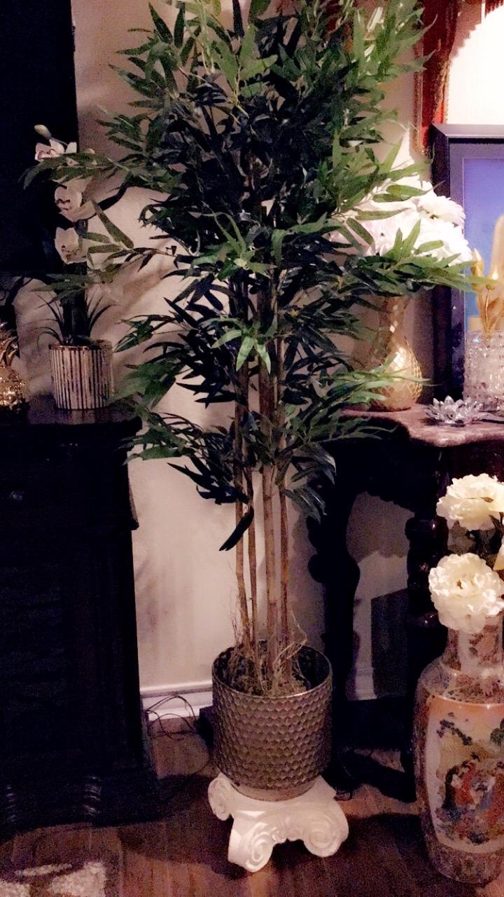 Goplus Artificial Bamboo Tree, 5ft Tall Faux Bamboo Plant, Large Fake Tree with Leaves and Natural Trunk, Greenery Floor Artificial Plants in Pots for Home Office Living Room Indoor Outdoor Decor customer photo 1