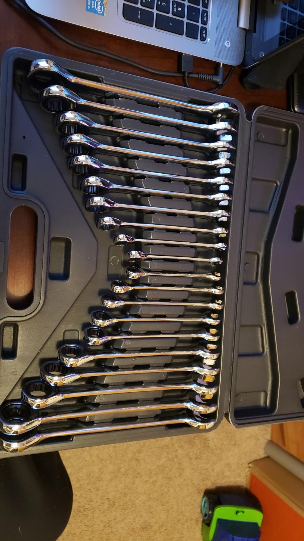 HORUSDY 24-Piece Ratcheting Wrench Set | Metric and SAE | Ratchet Combination Wrenches Set with Organizer | 72-Tooth | Chrome Vanadium Steel | 6-18 mm & 1/4 to 3/4 customer photo 1