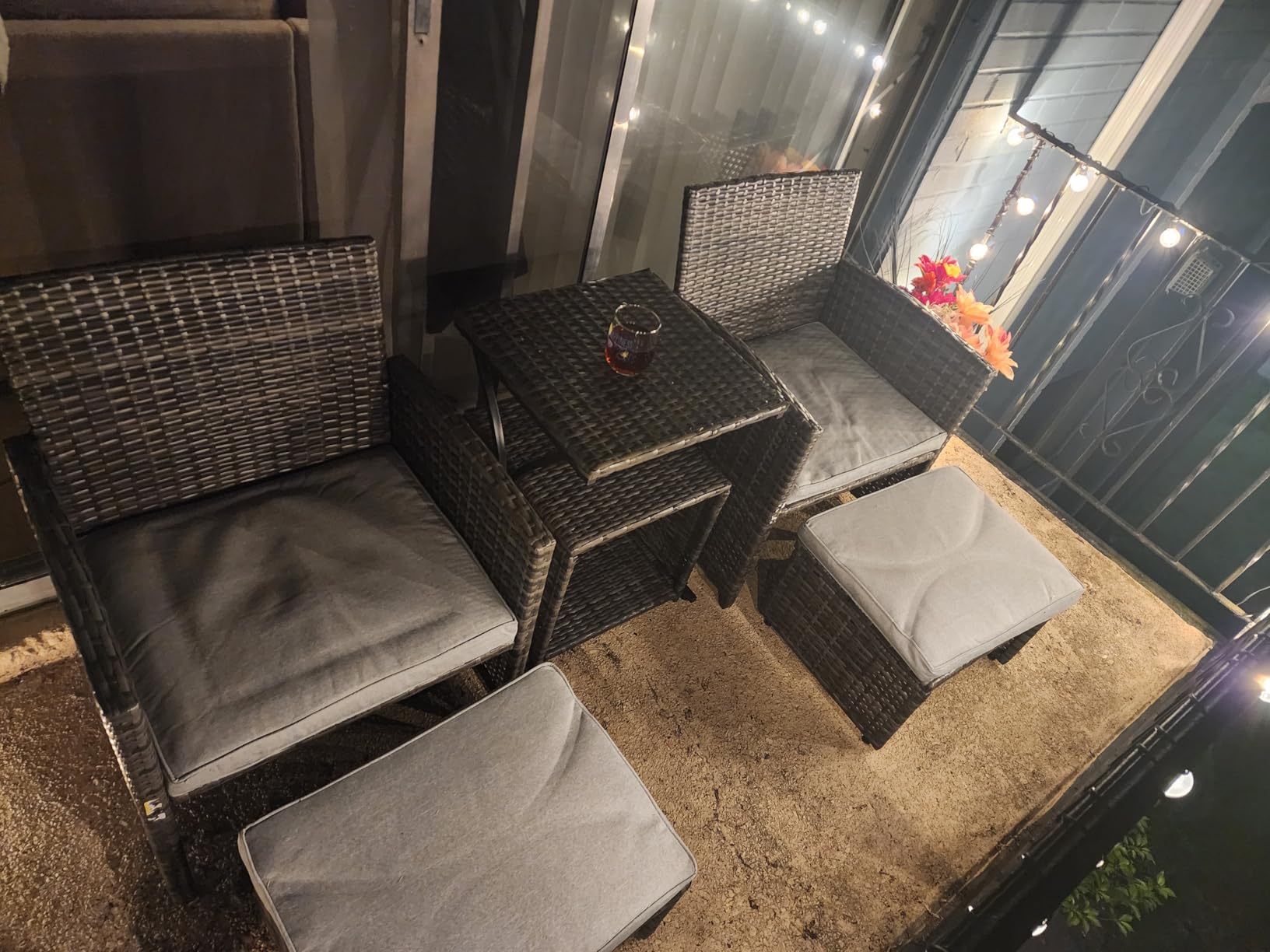 OC Orange-Casual 6 Pieces Patio Furniture Set w/Chairs and Ottomans, White | Balcony Furniture, PE Wicker Outdoor Lounge Chairs w/Ottomans, 1 Square Table w/2-Tier Storage Shelf & 1 Side Table Included customer photo 2