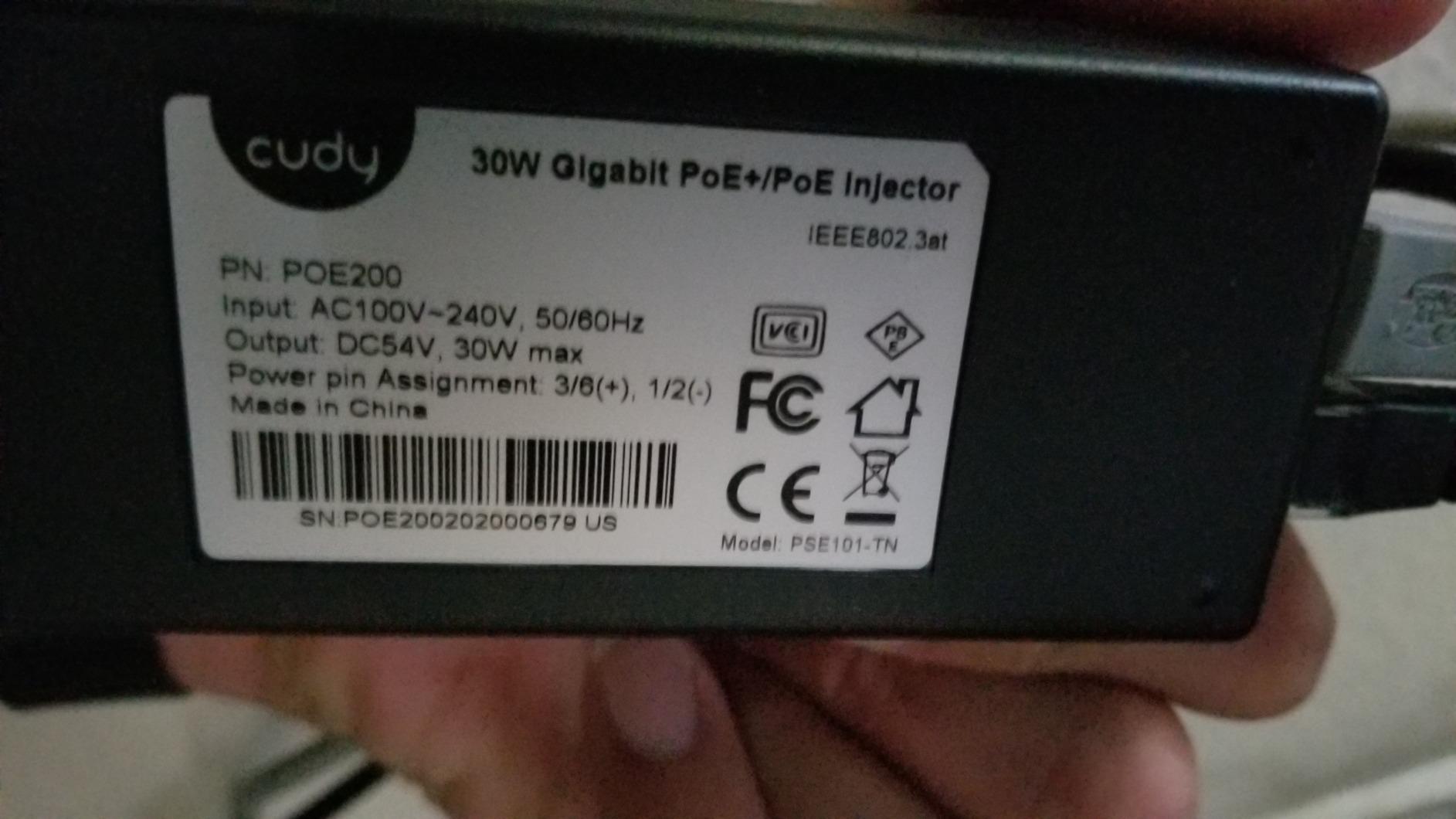 Cudy 30W Gigabit PoE+ Injector, 802.3at/af, 100m Range, POE200 customer photo 1