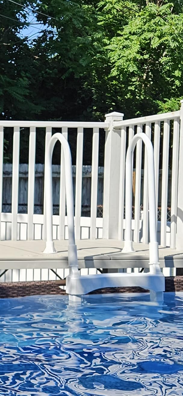 Vinyl Works Snap & Lock 4 Step Above Ground Pool Ladder, Handrails, White | Fits Decks up to 60 In Height, Holds 300 lbs, 5.5 In Deep Treads, 31.5 In Aluminum Rails, Anti-Skid Surface customer photo 1