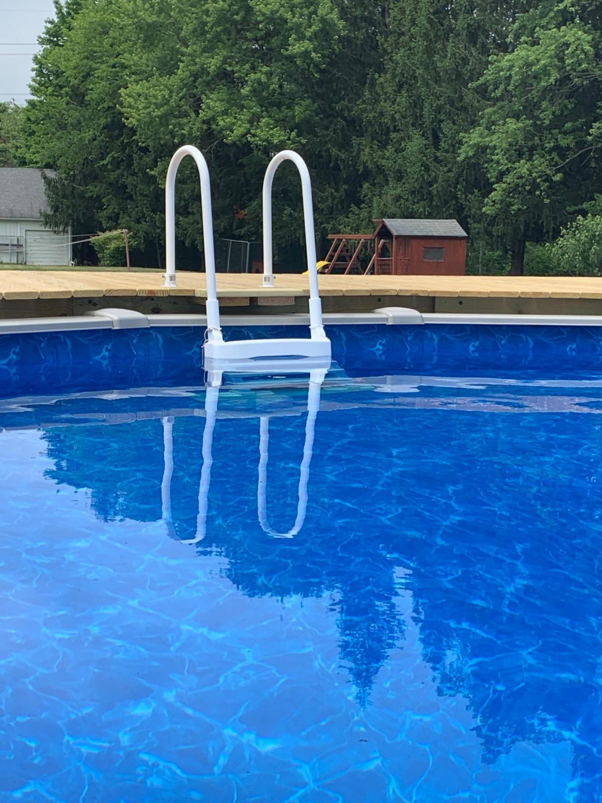 Vinyl Works Snap & Lock 4 Step Above Ground Pool Ladder, Handrails, White | Fits Decks up to 60 In Height, Holds 300 lbs, 5.5 In Deep Treads, 31.5 In Aluminum Rails, Anti-Skid Surface customer photo 2