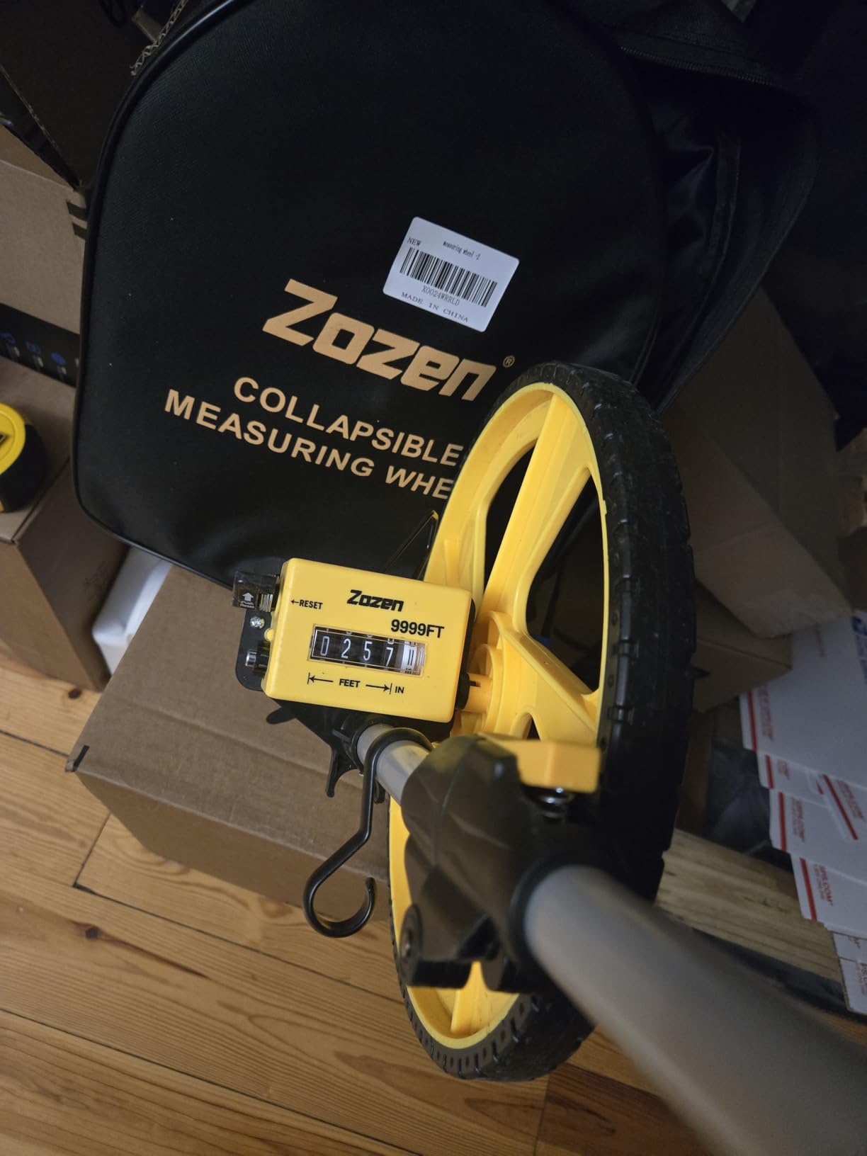 Zozen Measuring Wheel in Feet and Inches, Double Collapsible, Mechanical | One-Key Reset, Kickstand, Start Point Arrow, 12.5