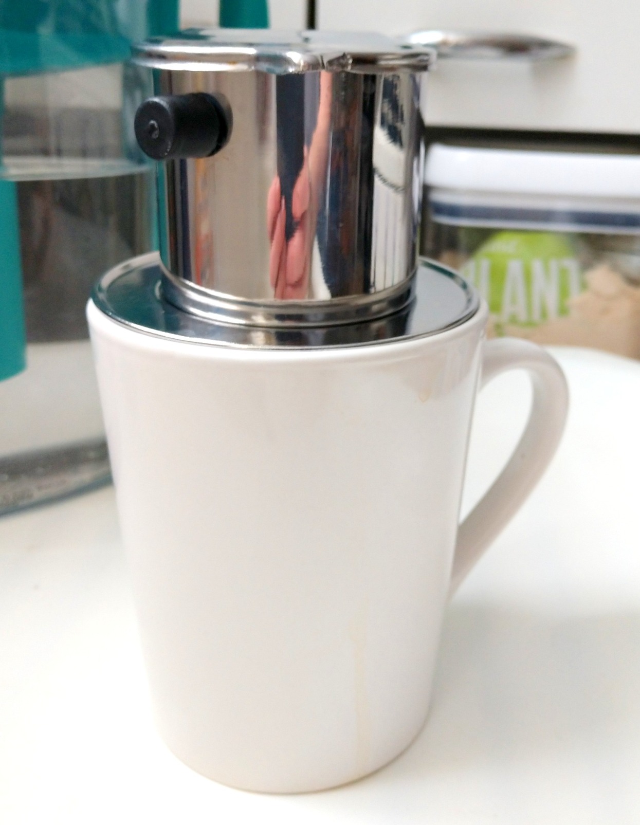Vietnamese coffee maker filter set, French press style pour-over coffee dripper, Portable 1-cup single-serve reusable coffee press, 8oz medium (1) customer photo 1