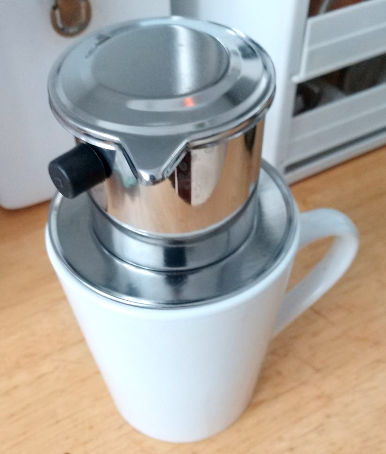 Vietnamese coffee maker filter set, French press style pour-over coffee dripper, Portable 1-cup single-serve reusable coffee press, 8oz medium (1) customer photo 2