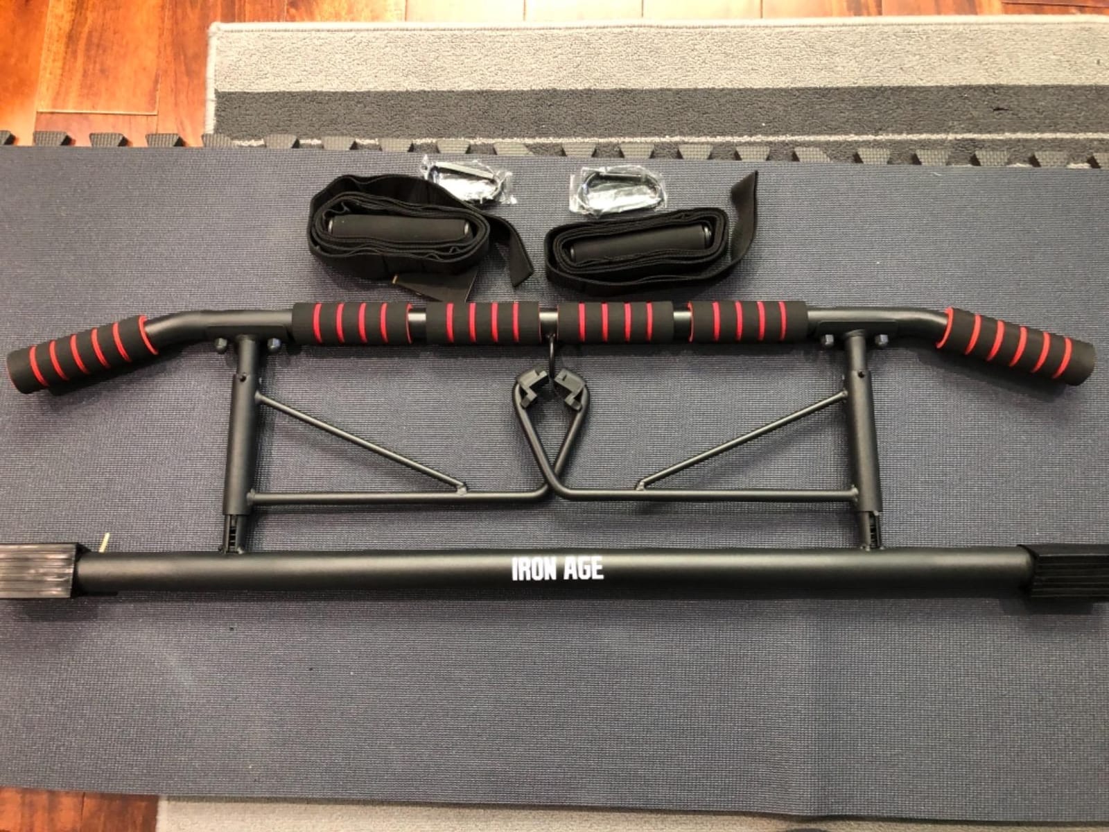 IRON AGE Pull Up Bar for Doorway : 2025 New Pullup Bar - Industrial Grade Steel, Hang & Go Training, Multi-Grip Horizontal Array customer photo 2