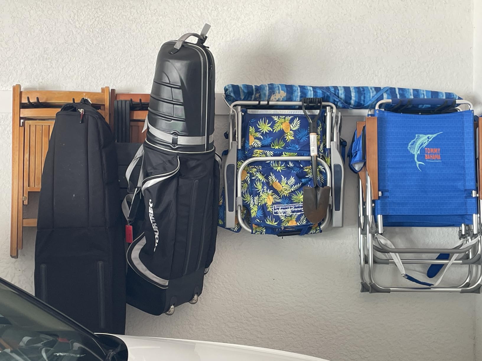 Wallmaster Garage Storage Organization Wall Mount Folding Chair Hangers | Heavy Duty Garden Tool Rack Organizer with 6 Adjustable Hooks 48inch Tracks Max Load 450lb customer photo 1