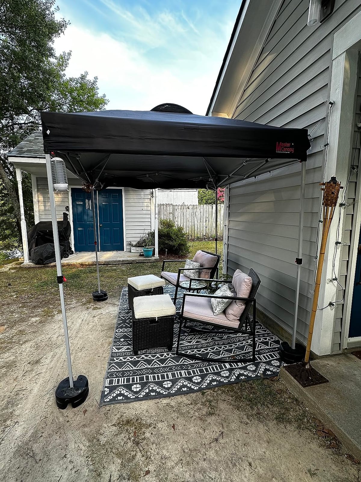 MASTERCANOPY 10x10 Durable Pop Up Canopy Tent with 1 Sidewall, Black | One Person Setup, Outdoor Portable Canopy Instant Shelter, Silver Coated Top, Sun Shade, Roller Bag, Beach/Camping/Market customer photo 1