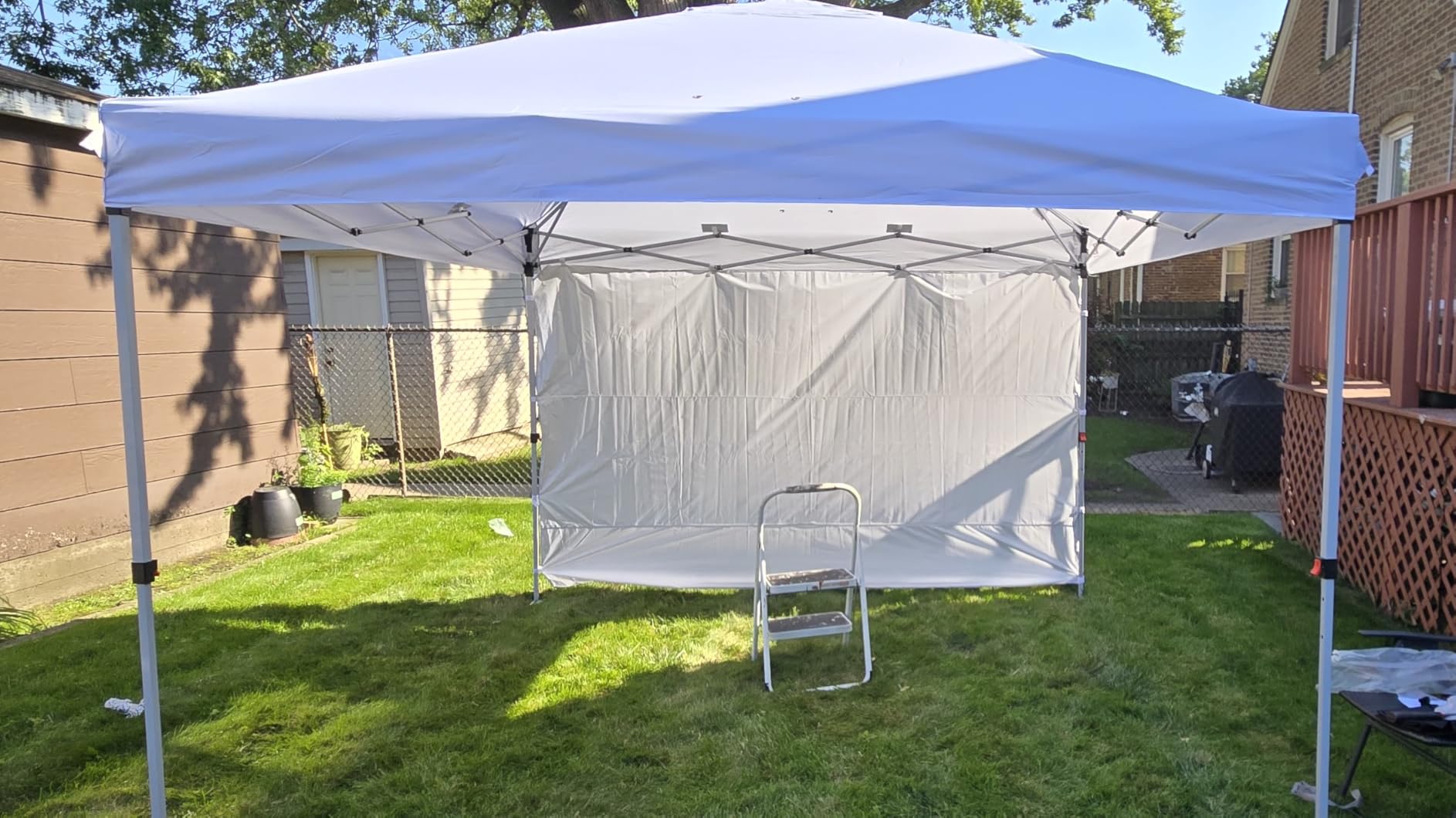 MASTERCANOPY 10x10 Durable Pop Up Canopy Tent with 1 Sidewall, Black | One Person Setup, Outdoor Portable Canopy Instant Shelter, Silver Coated Top, Sun Shade, Roller Bag, Beach/Camping/Market customer photo 2