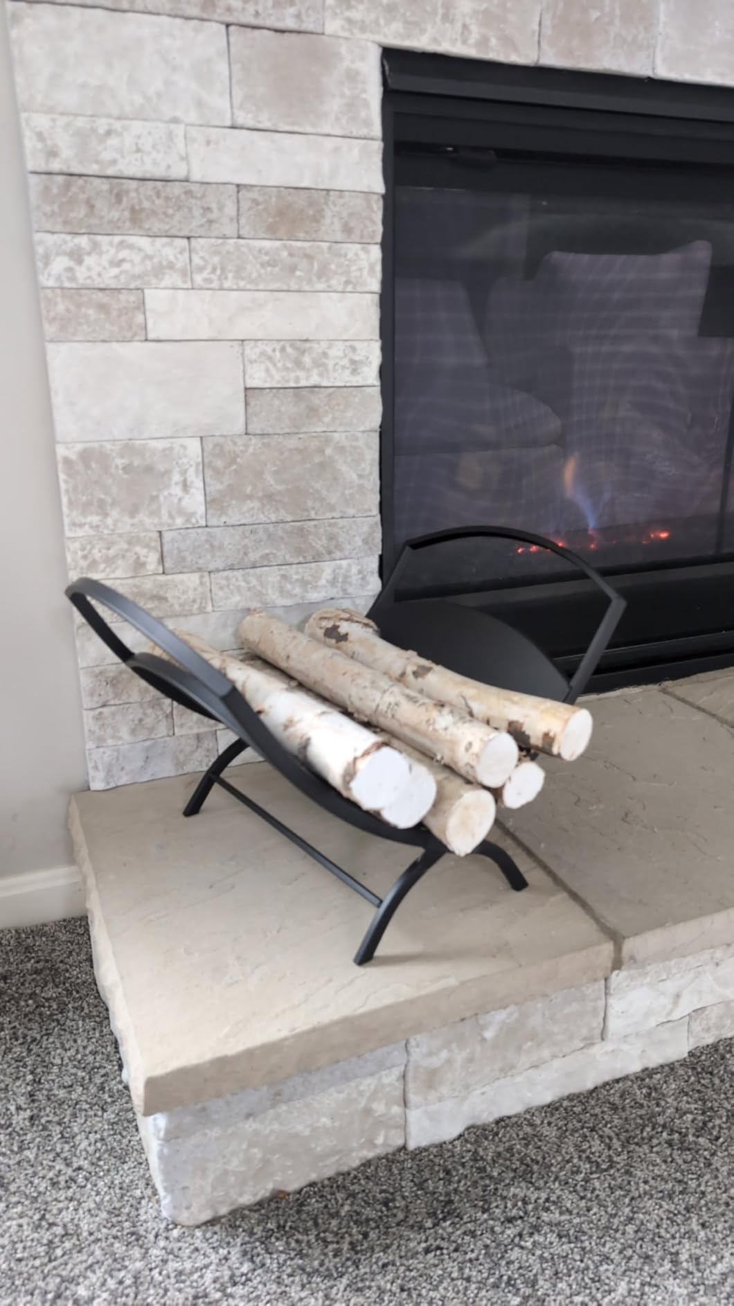 Fire Beauty Folding Firewood Rack Indoor Outdoor Log Storage Holder | Heavy Duty Iron Construction, Collapsible Design For Space Saving, Matches Modern Home Decor For Multi-scene Use customer photo 1