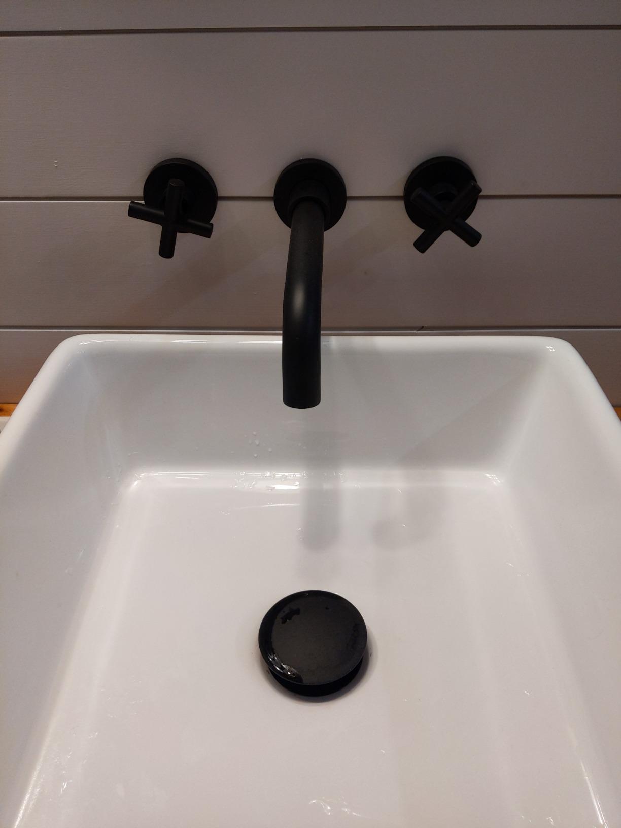 SITGES Brushed Nickel Bathroom Faucet, Double Handle Wall Mount Bathroom Sink Faucet and Rough in Valve Included (Brushed Nickel) customer photo 2