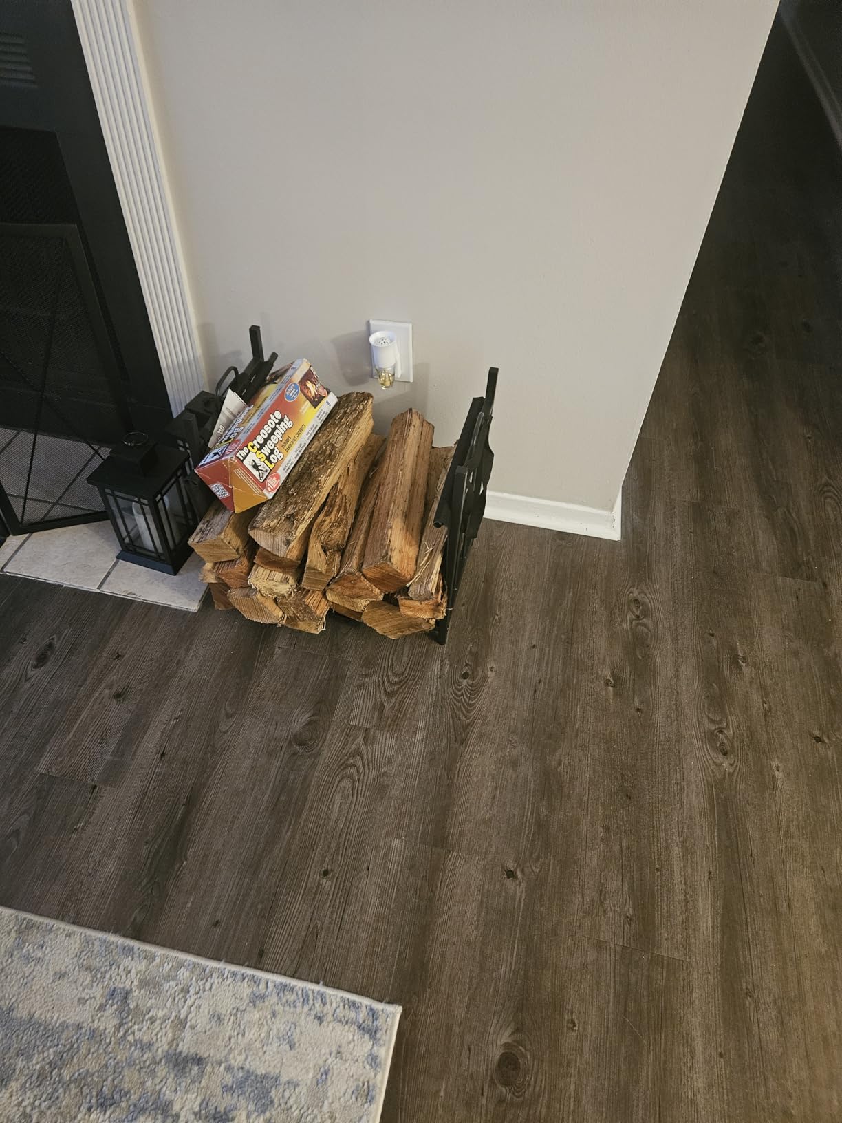 Firewood Rack, Firewood Holder With Carrier Bag, Firewood Storage Rack | For Indoor Outdoor Log Organization and Storage, Black customer photo 1