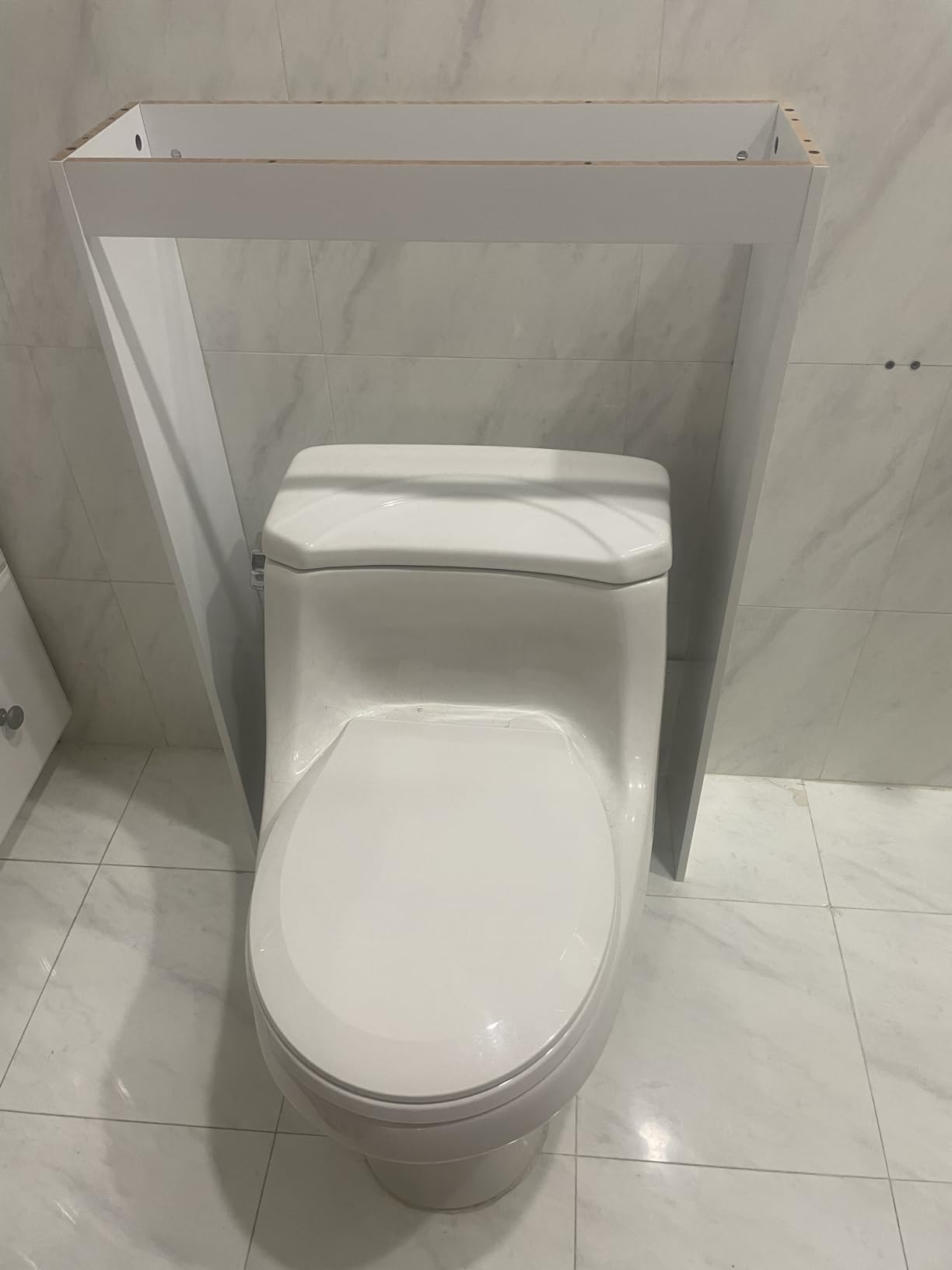 Yaheetech 77'' H Over the Toilet Storage Cabinet, Bathroom Organizer, White | Freestanding Cabinet with Adjustable Shelf for Small Space, Slim 8'' Depth, 2 Doors Hide Clutter, Anti-Tip Kit Included customer photo 1