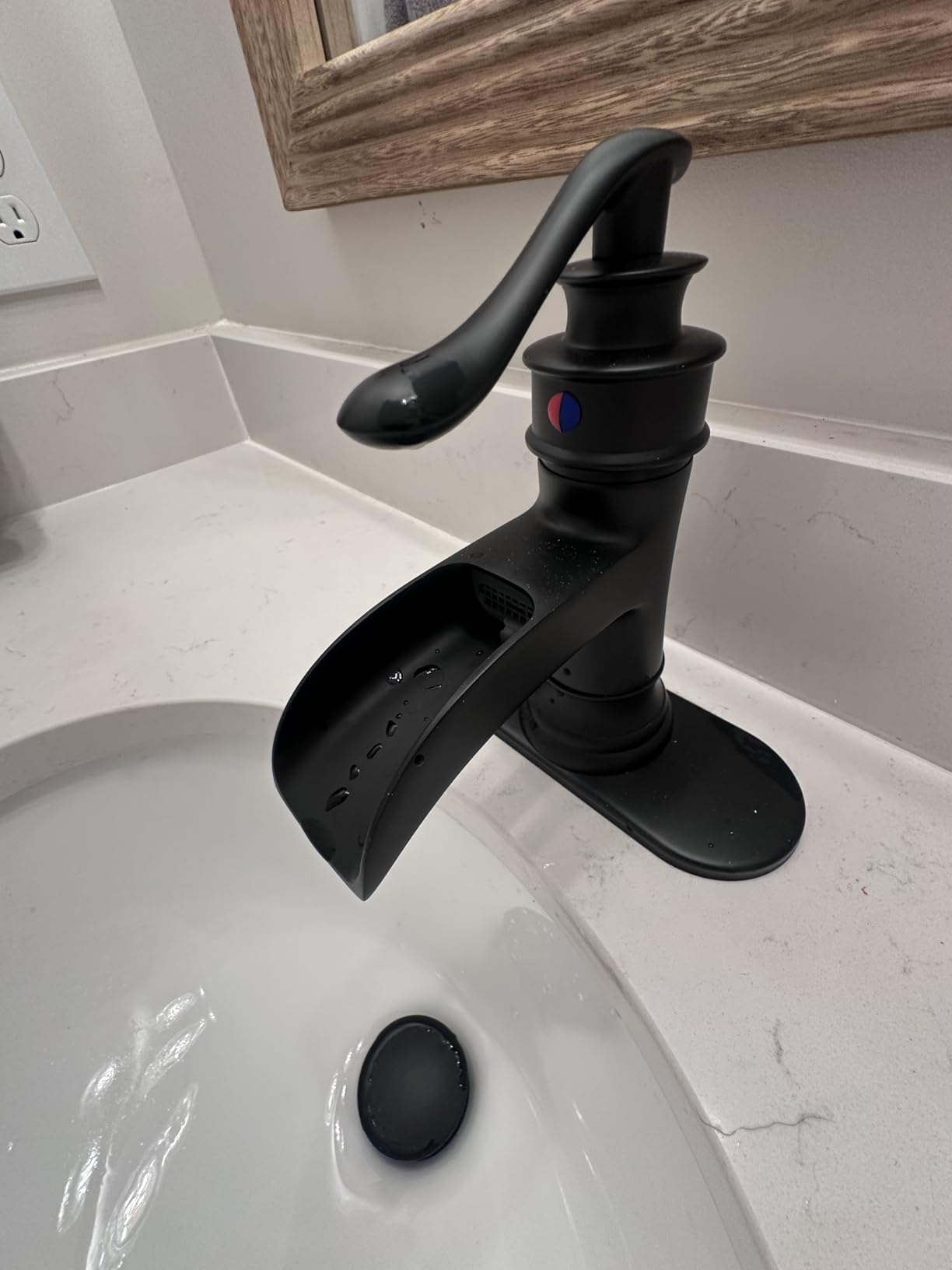 BWE Brass Matte Black Waterfall Bathroom Faucet for Farmhouse & Classic customer photo 1