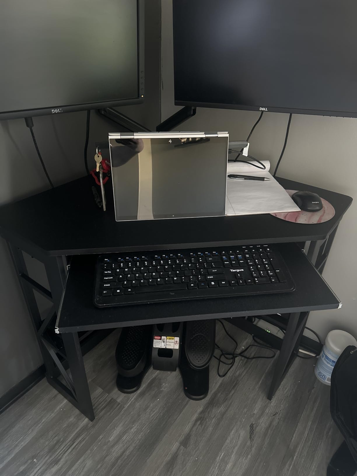 VECELO Corner Computer Desk 41 x 30 inches with Smooth Keyboard & Storage Shelves for Home Office Workstation, White customer photo 1