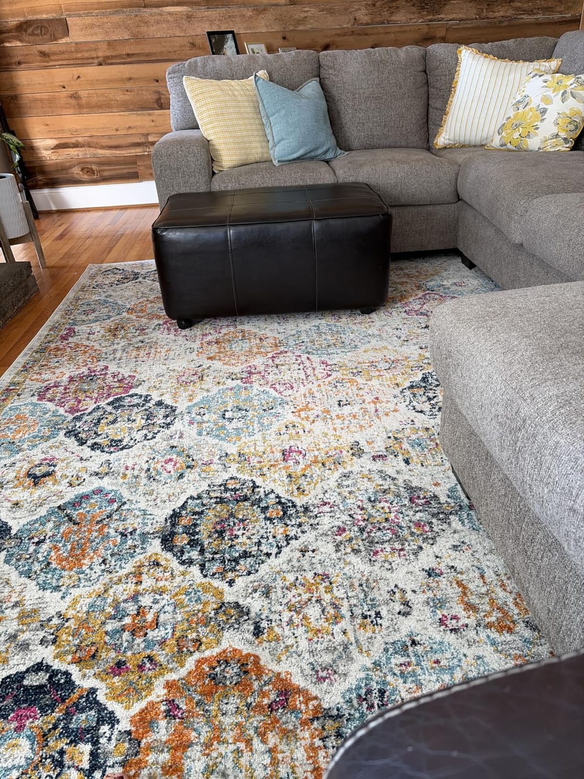 SAFAVIEH Madison Collection X-Large Area Rug - 12' x 15', Ivory & Aqua, Boho Chic Distressed Design, Non-Shedding & Easy Care, Ideal for High Traffic Areas in Living Room, Bedroom (MAD611A) customer photo 2