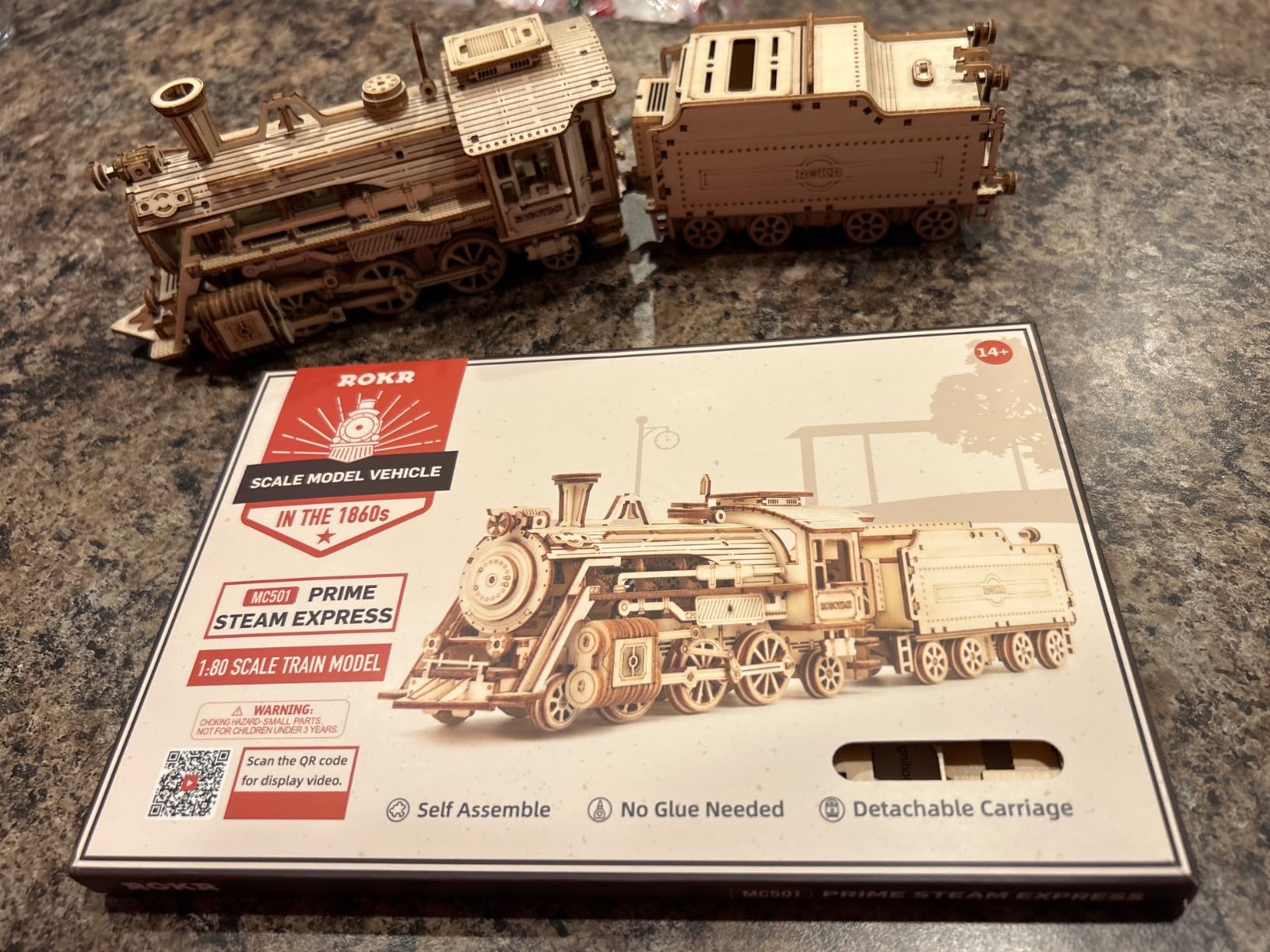 ROKR 3D Wooden Puzzle for Adults-Mechanical Train Model Kits-Brain Teaser Puzzles-Vehicle Building Kits-Unique Gift for Teens on Birthday/Christmas Day(1:80 Scale)(MC501-Prime Steam Express) customer photo 1