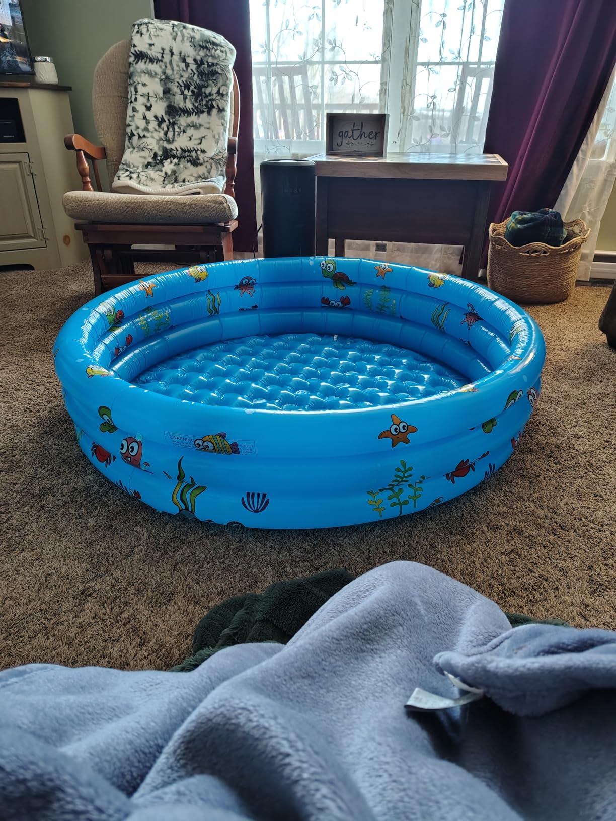 Garden Round Inflatable Baby Swimming Pool, Portable Inflatable Child/Children Little Pump Pool,Kiddie Paddling Pool Indoor&Outdoor Toddler Water Game Play Center for Kids/Girl/Boy customer photo 2