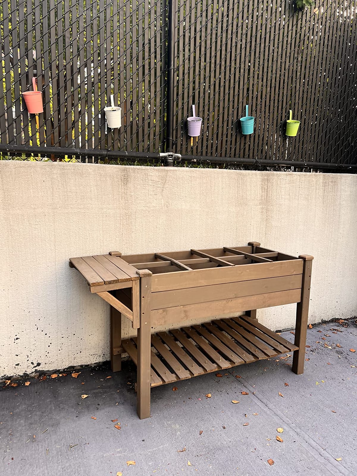 Aivituvin Raised Garden Bed on Wheels, Elevated Plant Boxes Outdoor Large with Grow Grid - with Large Storage Shelf 52.7