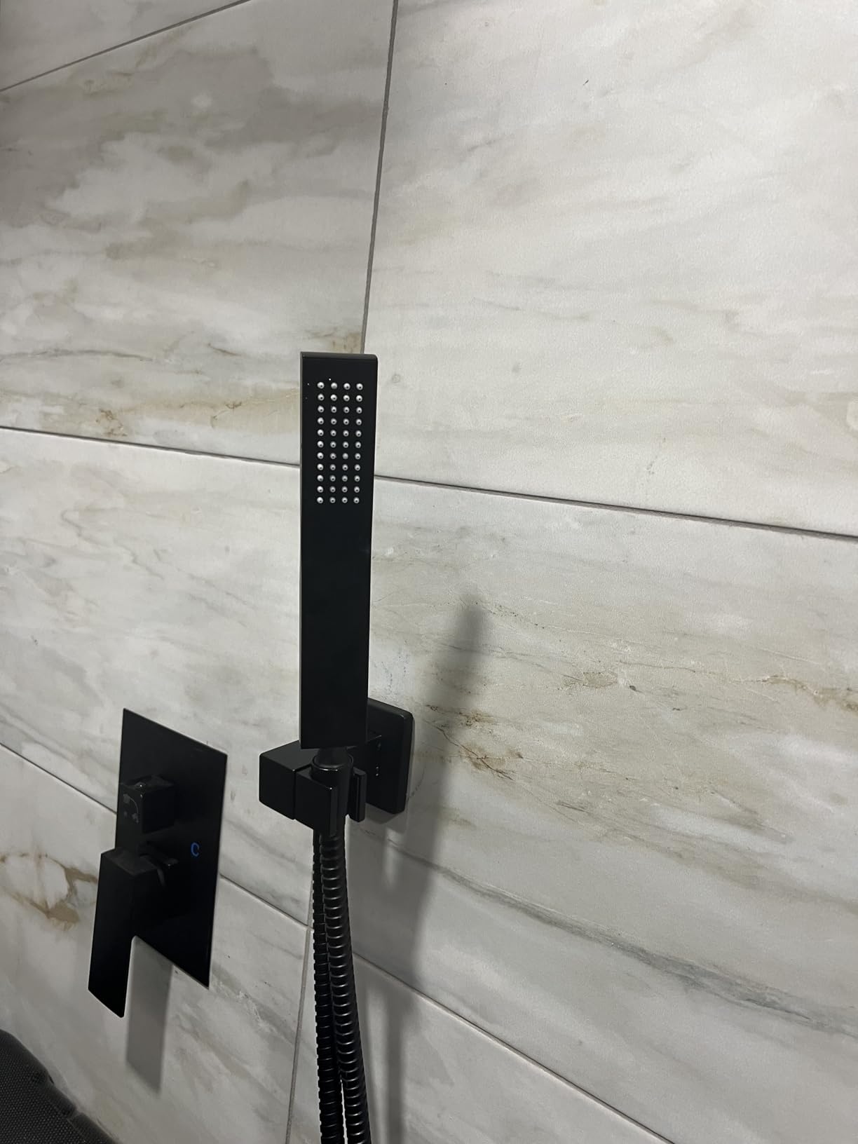gotonovo Shower Faucet Set with Handheld Spray Matte Black, 12'' Head | SUS304 Rainfall Shower Head and Handle Set System Fixture, Pressure Balance Valve Trim Kit, Single Handle, Wall Mount, All Metal customer photo 1
