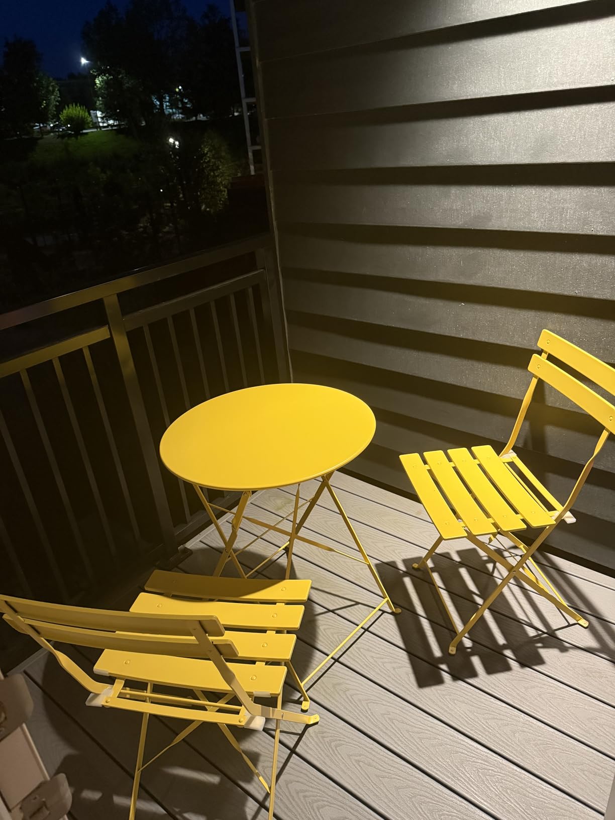 Grand patio 3-Piece Folding Patio Bistro Set Outdoor Porch Balcony, Yellow | Foldable 2 Chairs and 1 Table, Weather-Resistant Outdoor Indoor Conversation Set for Patio, Yard, Garden customer photo 2